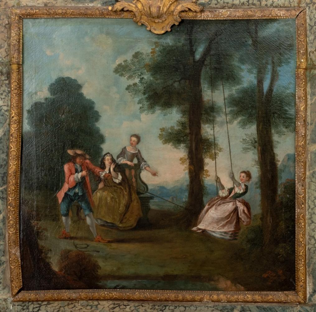 French Louis XVI Painted Trumeau Mirror, 18th Century For Sale