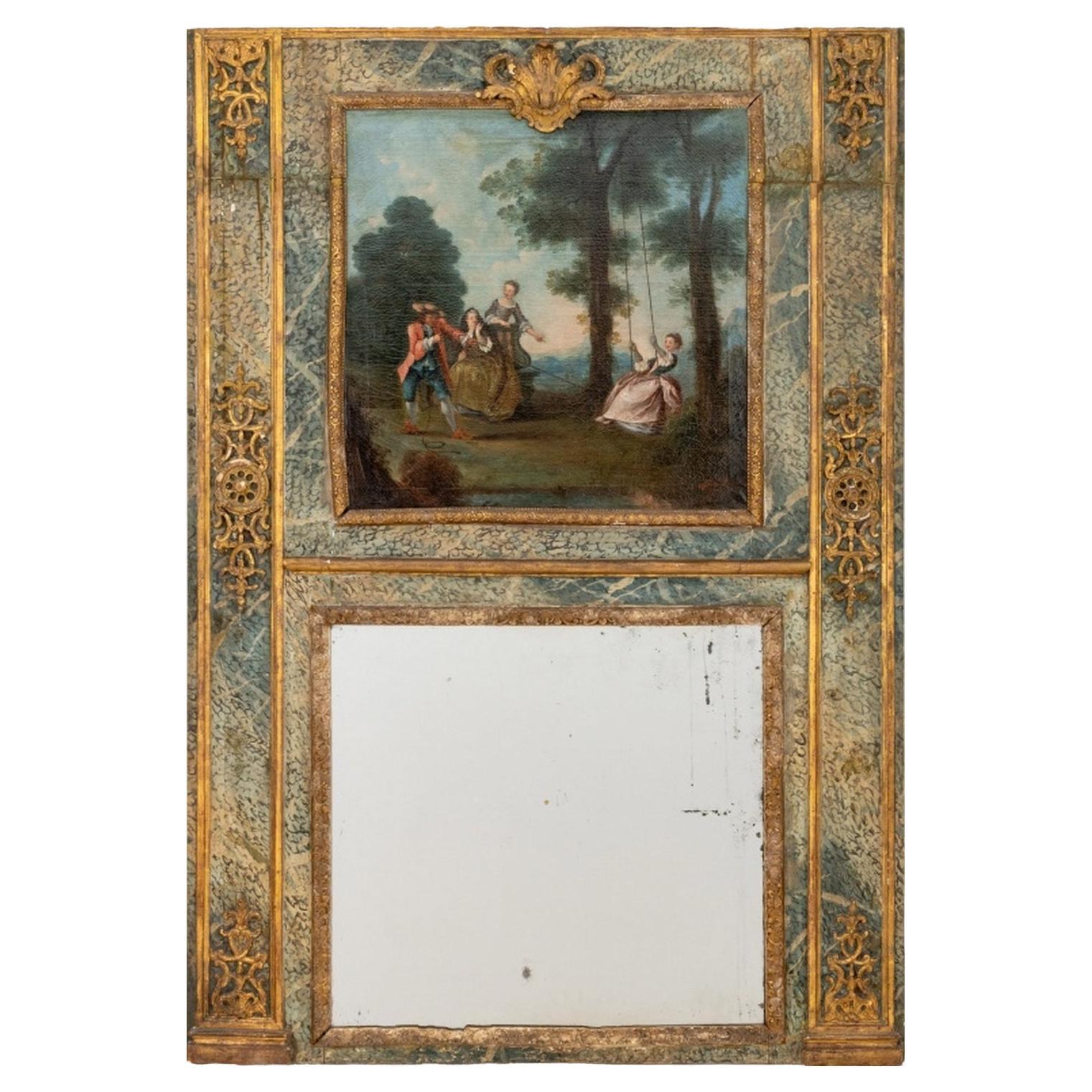Miroir Trumeau peint Louis XVI, XVIIIe siècle