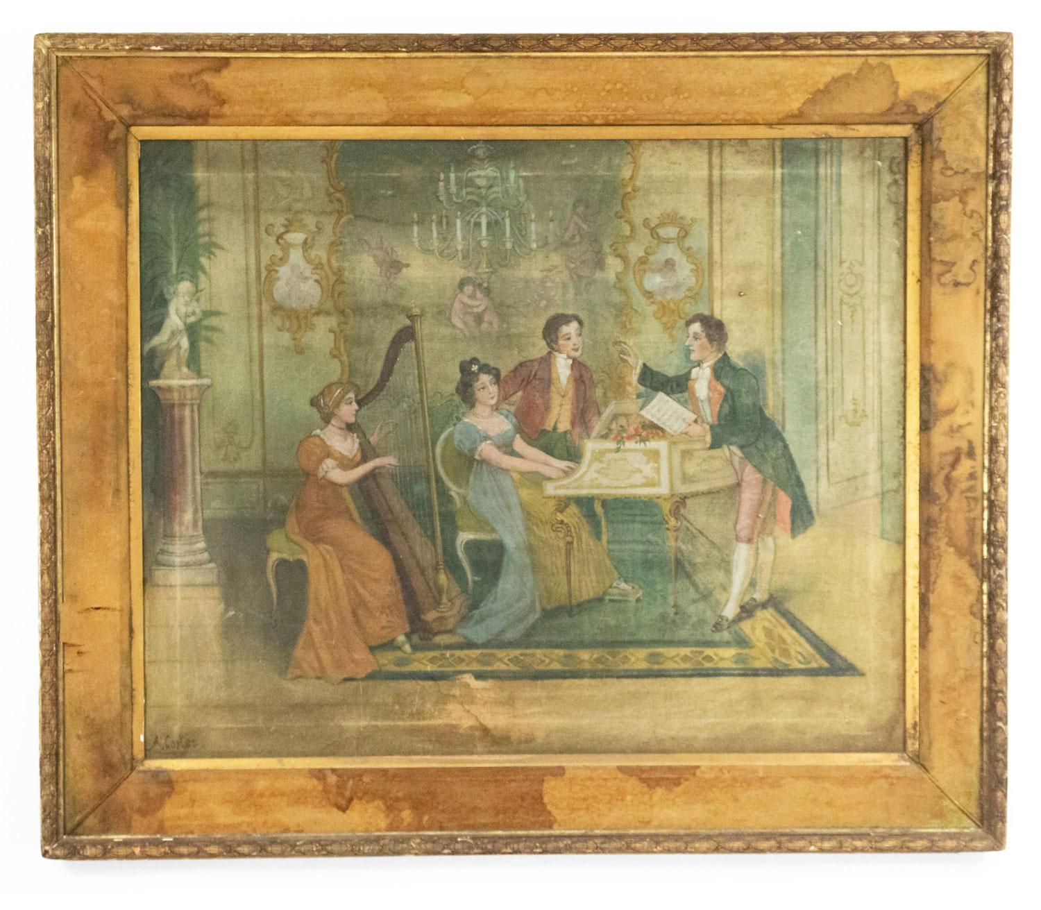 Louis XVI Painting of Music Room with Figures