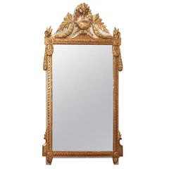 Louis XVI Parcel Gilt And Piant Mirror With Urn Cartouche