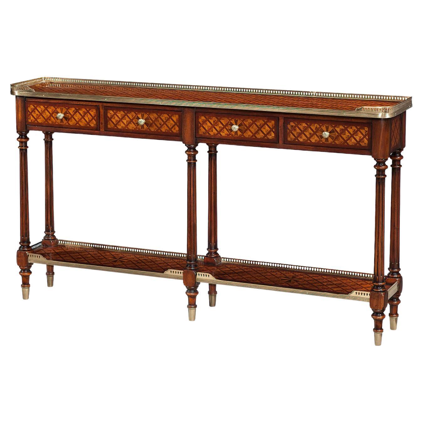 Konsolentisch mit Parkett im Louis-XVI-Stil im Angebot