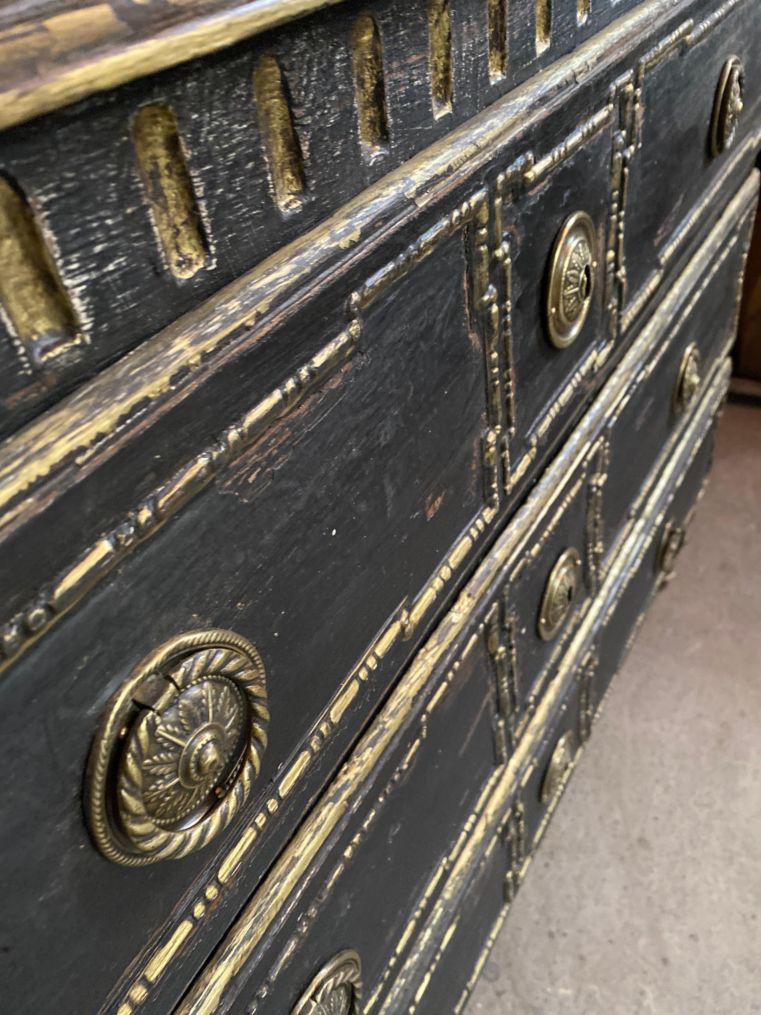 Louis XVI patinated chest of drawers dating from 19 th century  For Sale 6