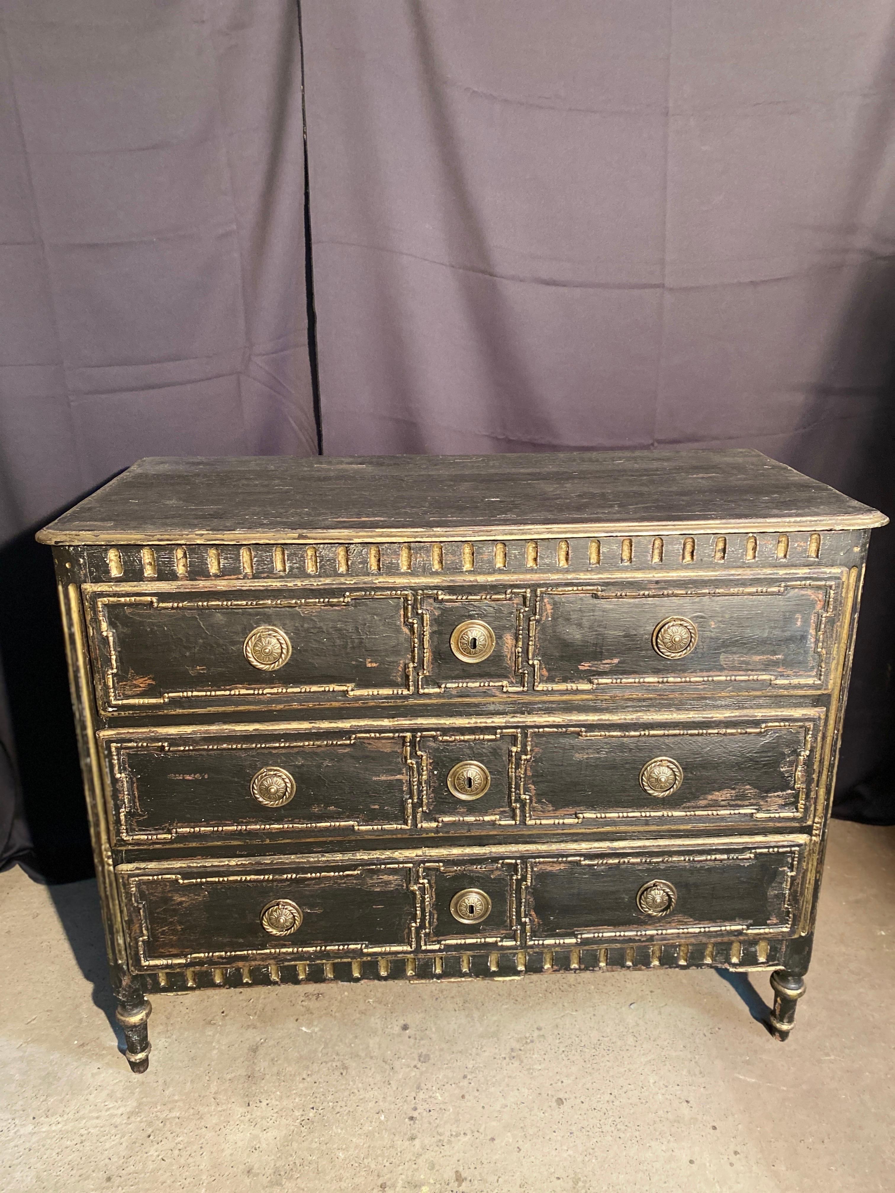 Louis XVI patinated chest of drawers dating from 19 th century  For Sale 2