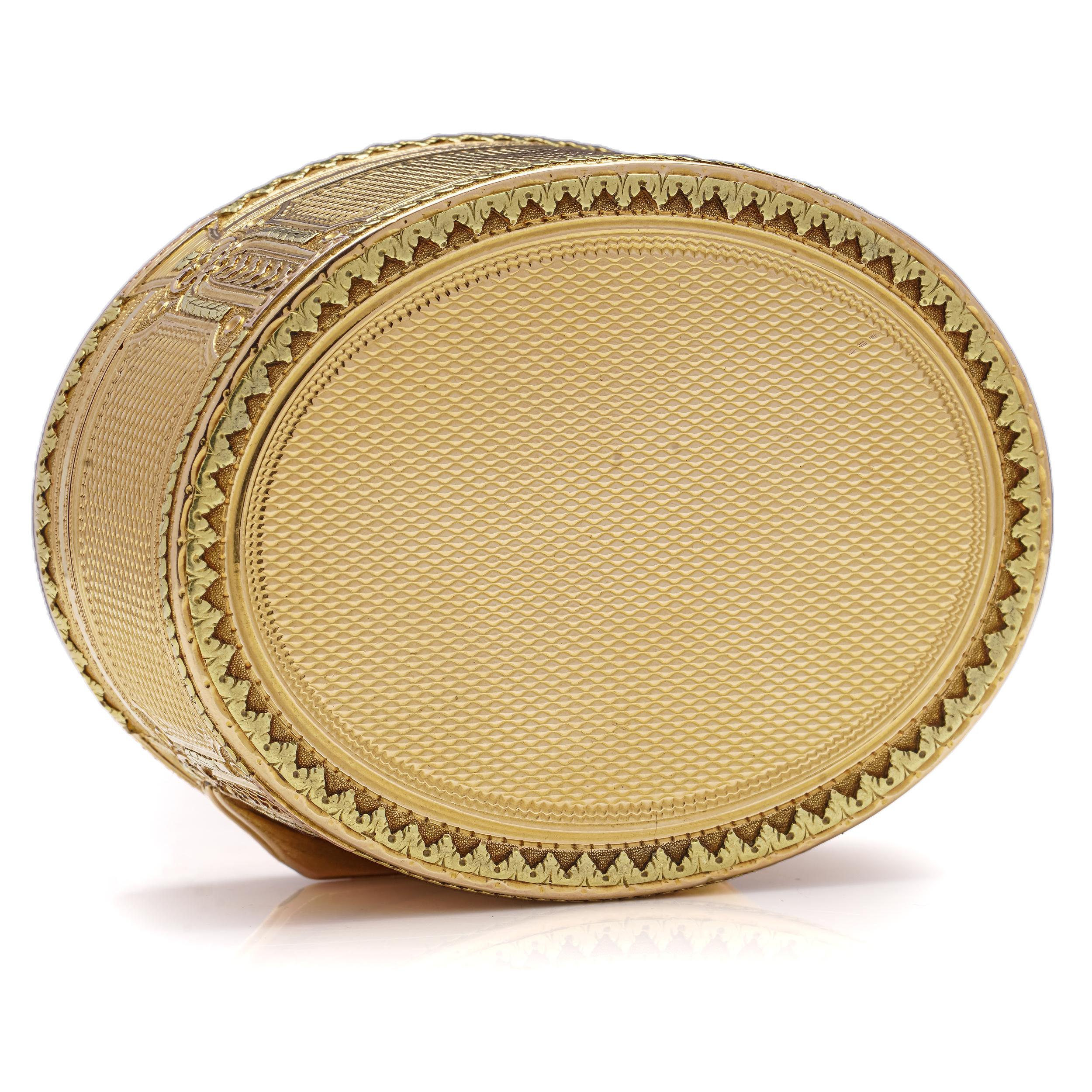 De forme ovale française du 18ème siècle en or 18 carats de style Louis XVI et de couleur variée en vente 5