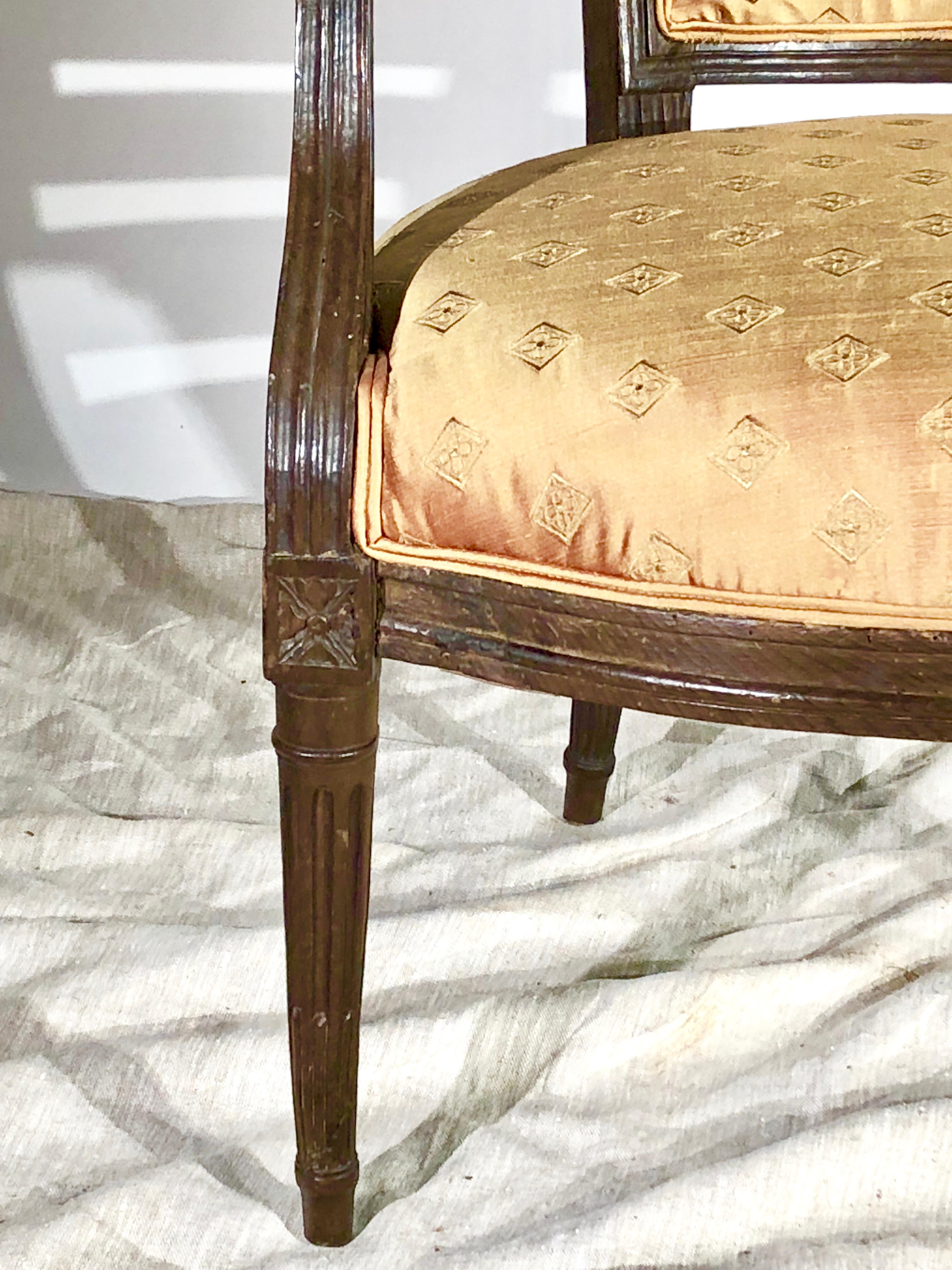 Stained Louis XVI Period Armchair, circa 1790 For Sale