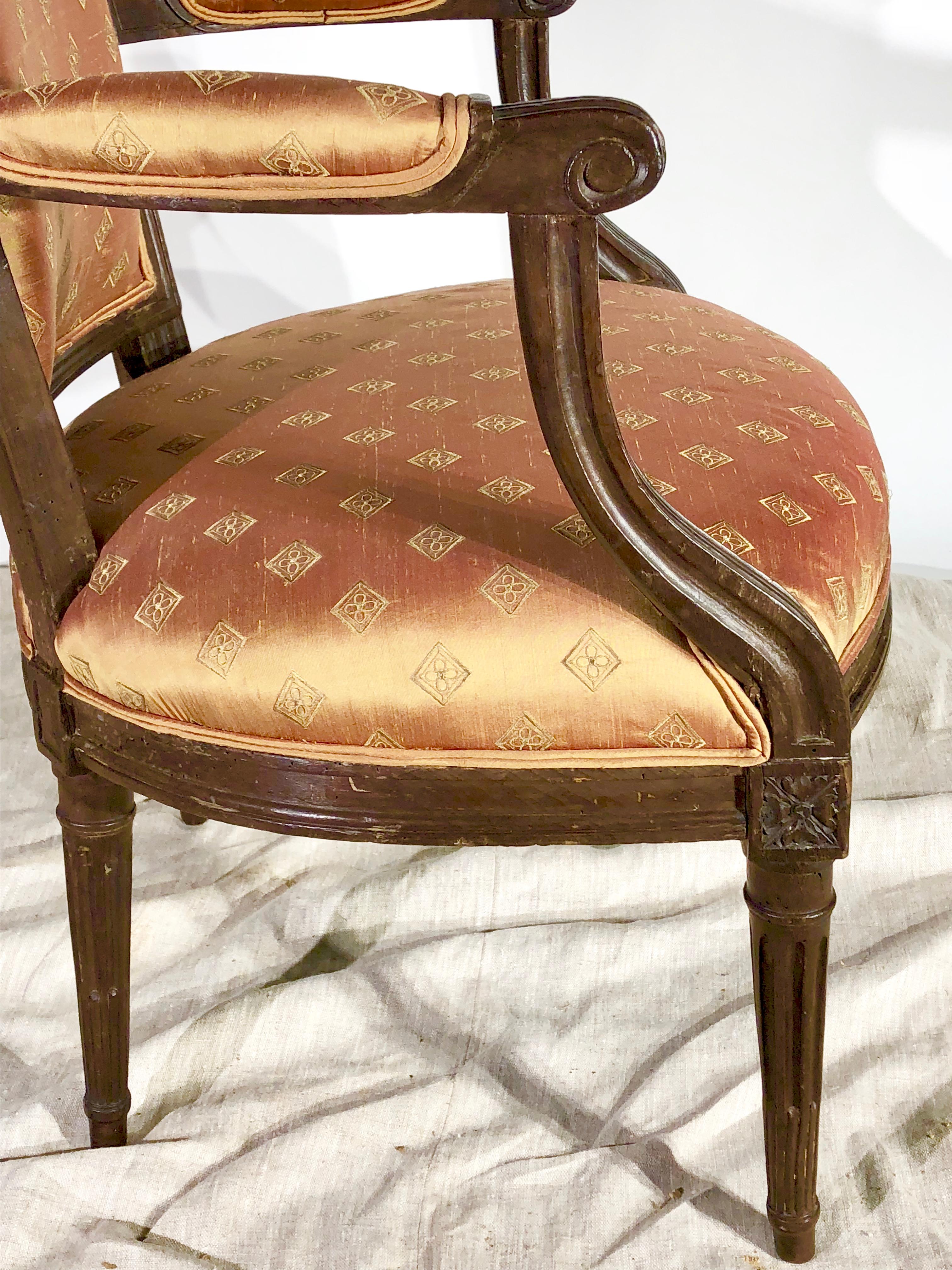 Beech Louis XVI Period Armchair, circa 1790 For Sale