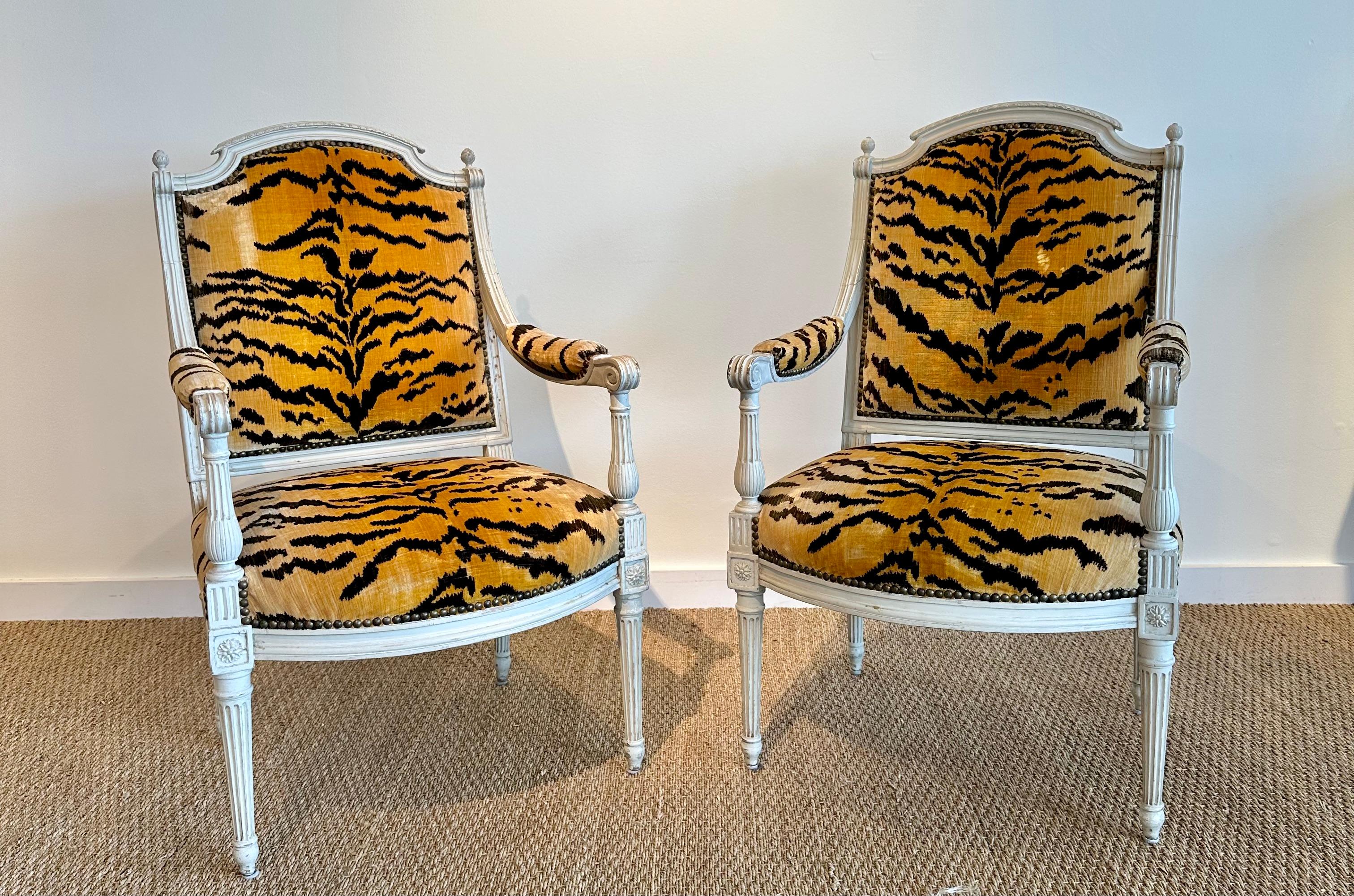 French Louis XVI Period Armchairs, Ca. 1770 Stamped S.Brizard