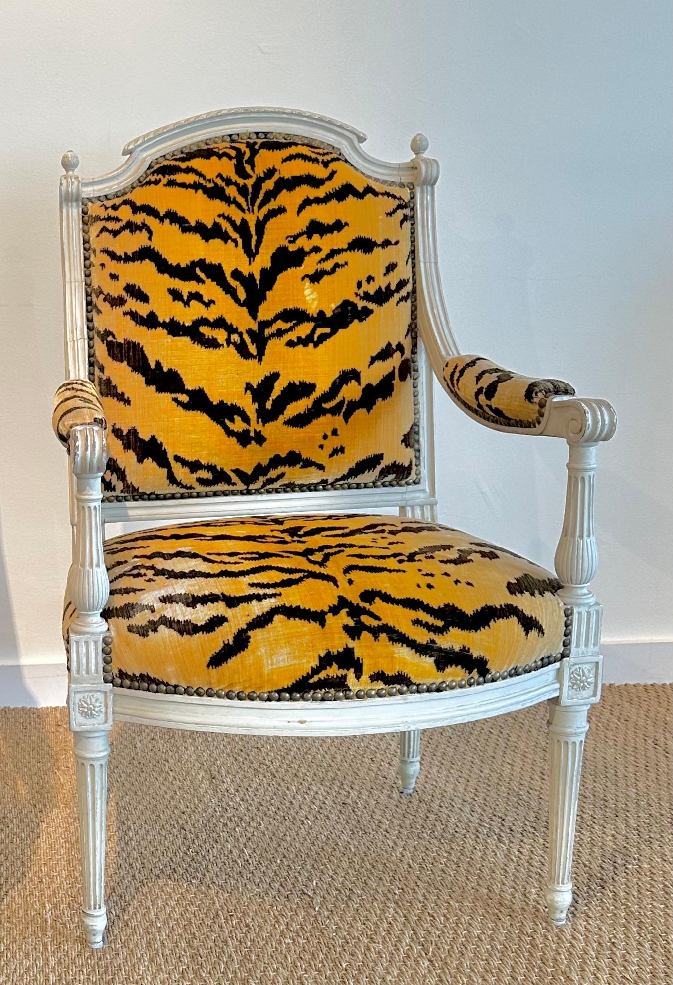 Painted Louis XVI Period Armchairs, Ca. 1770 Stamped S.Brizard