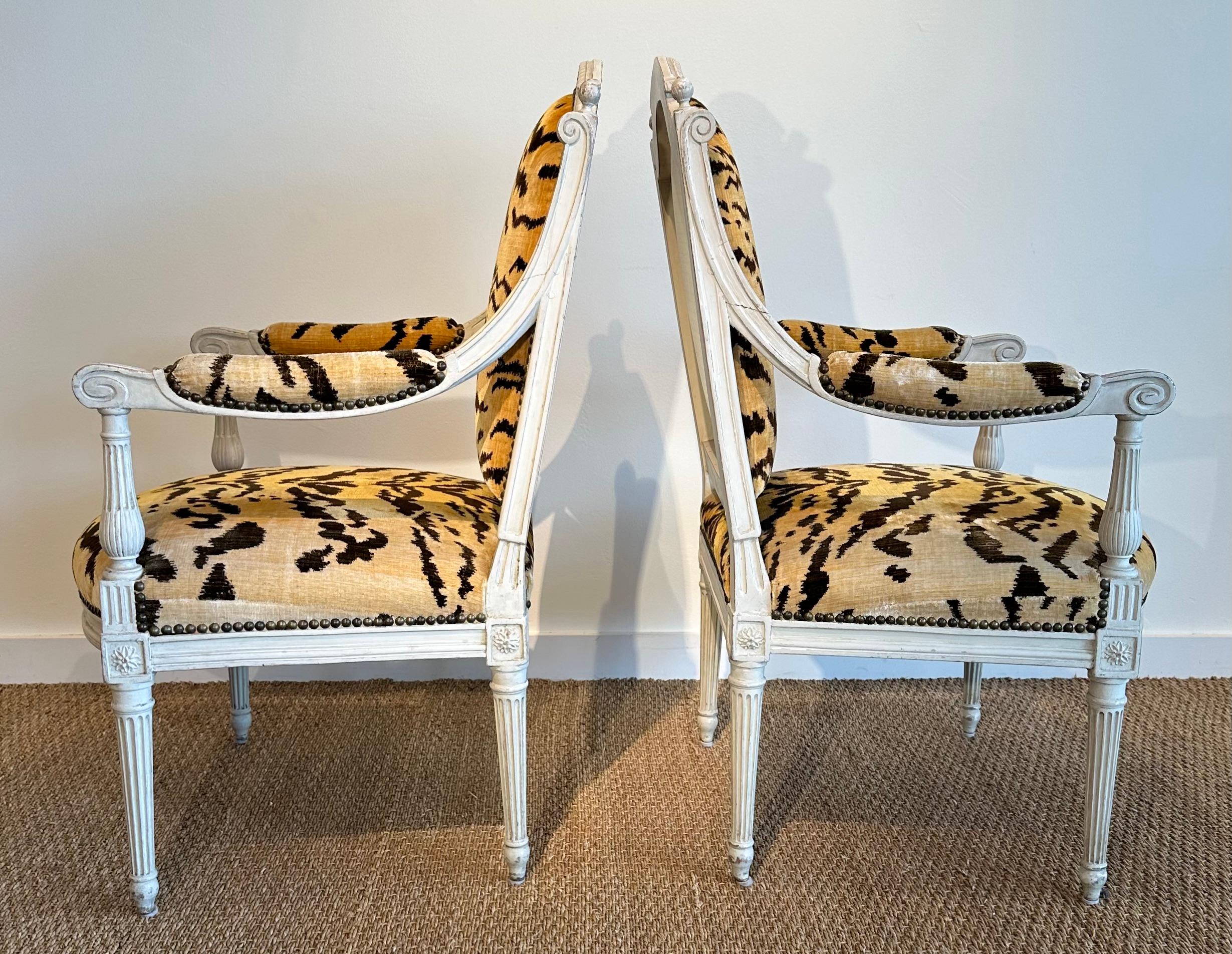 Wood Louis XVI Period Armchairs, Ca. 1770 Stamped S.Brizard