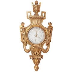 Antique Louis XVI Period Carved and Giltwood Barometer