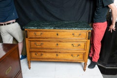 Louis XVI Period Cherrywood Commode with Verde Antico Marble Top