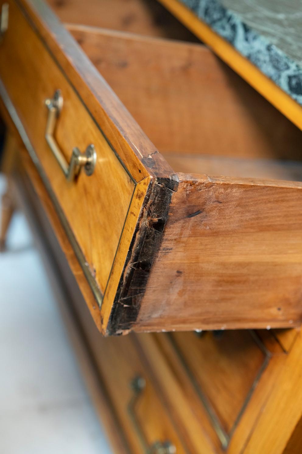 Louis XVI Period Cherrywood Commode with Verde Antico Marble Top For Sale 3