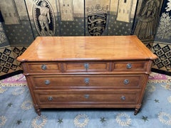 Louis XVI Period Chest of Drawers in Solid Cherry Wood, 18th Century
