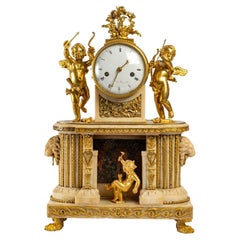 Louis XVI Period Clock in Bronze and Alabastere