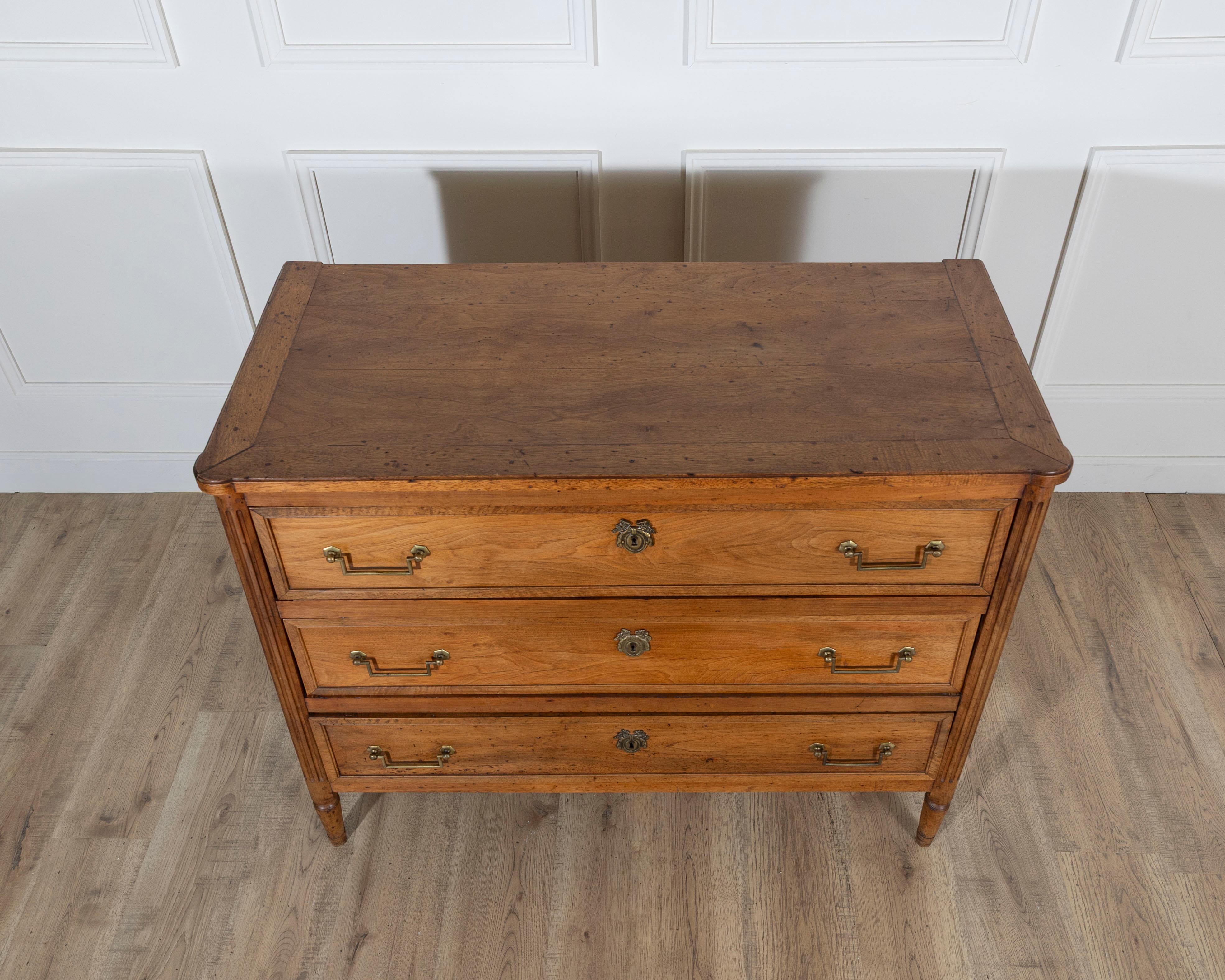French Louis XVI Period Commode In Walnut Late 18th Century For Sale