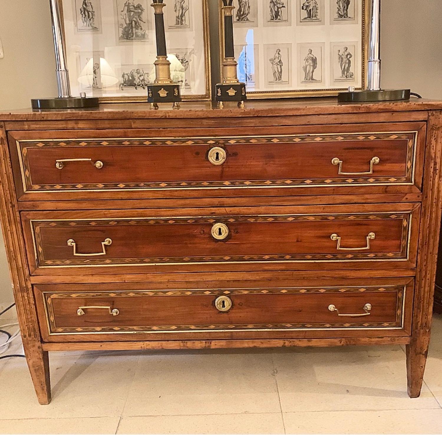Louis XVI Period Commode With Marquetry 14