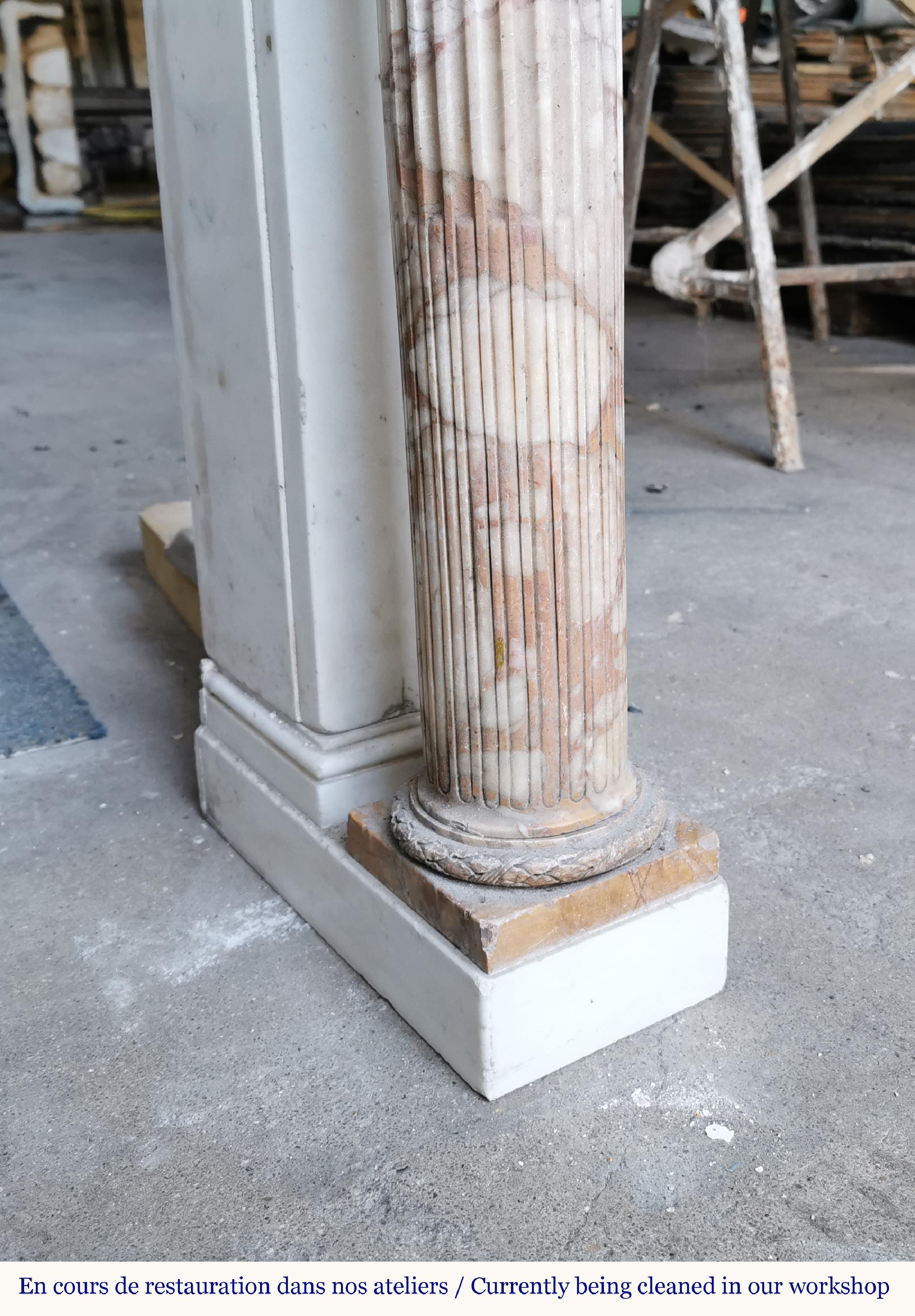 Marble Louis XVI Period Fireplace with Detached Columns For Sale