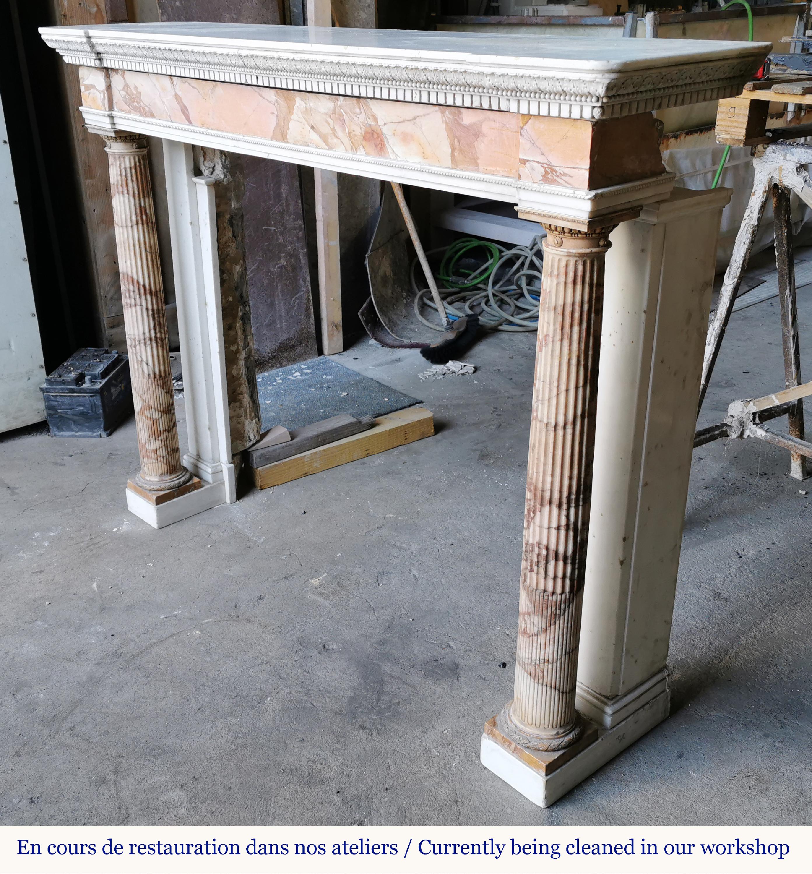 Louis XVI Period Fireplace with Detached Columns For Sale 1