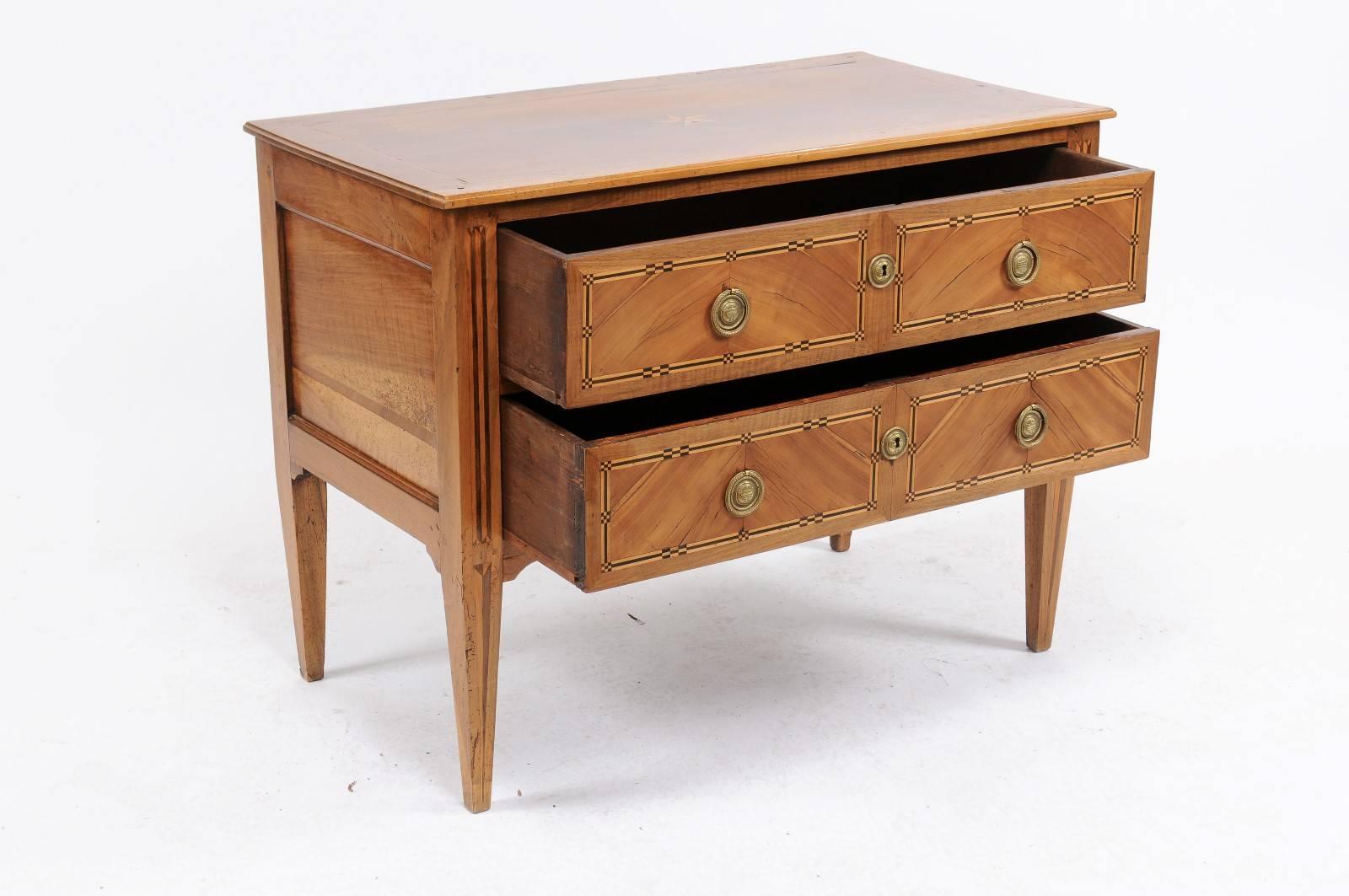 Louis XVI Period French Walnut Commode with Marquetry Décor, Late 18th Century 4