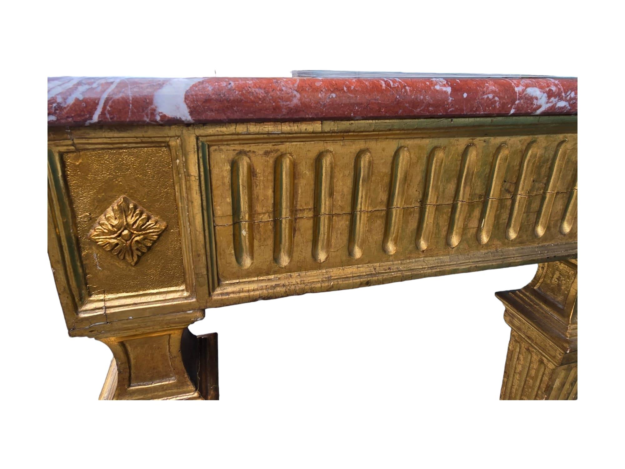 Louis XVI Period Gilded Carved Wood Console Table 18 th For Sale 8