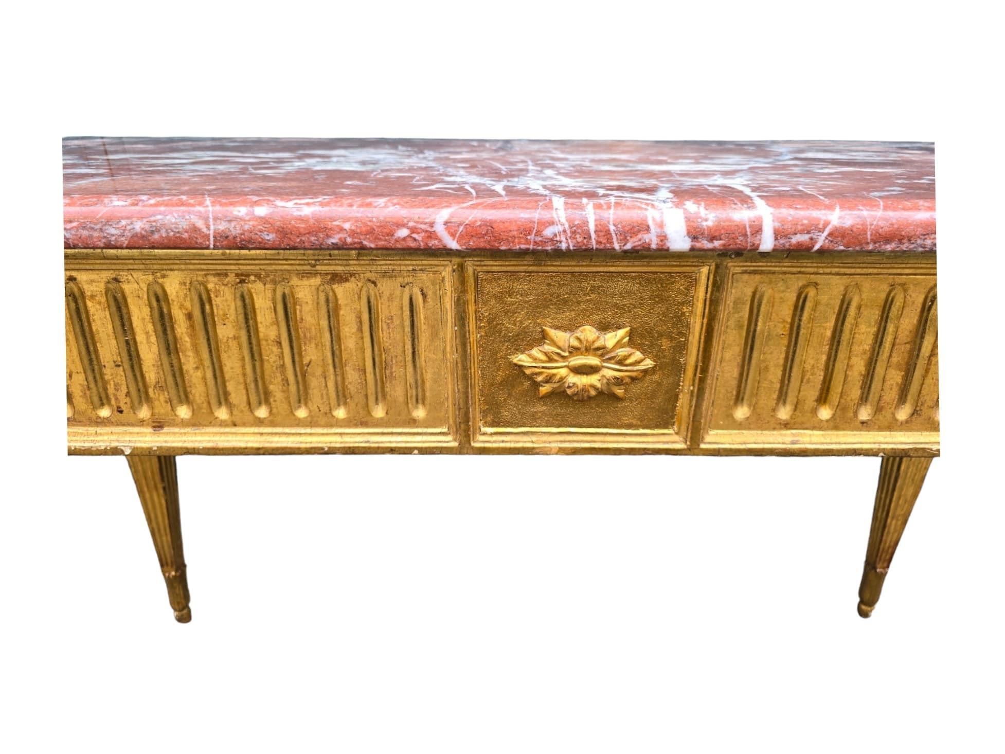 Louis XVI Period Gilded Carved Wood Console Table 18 th For Sale 9