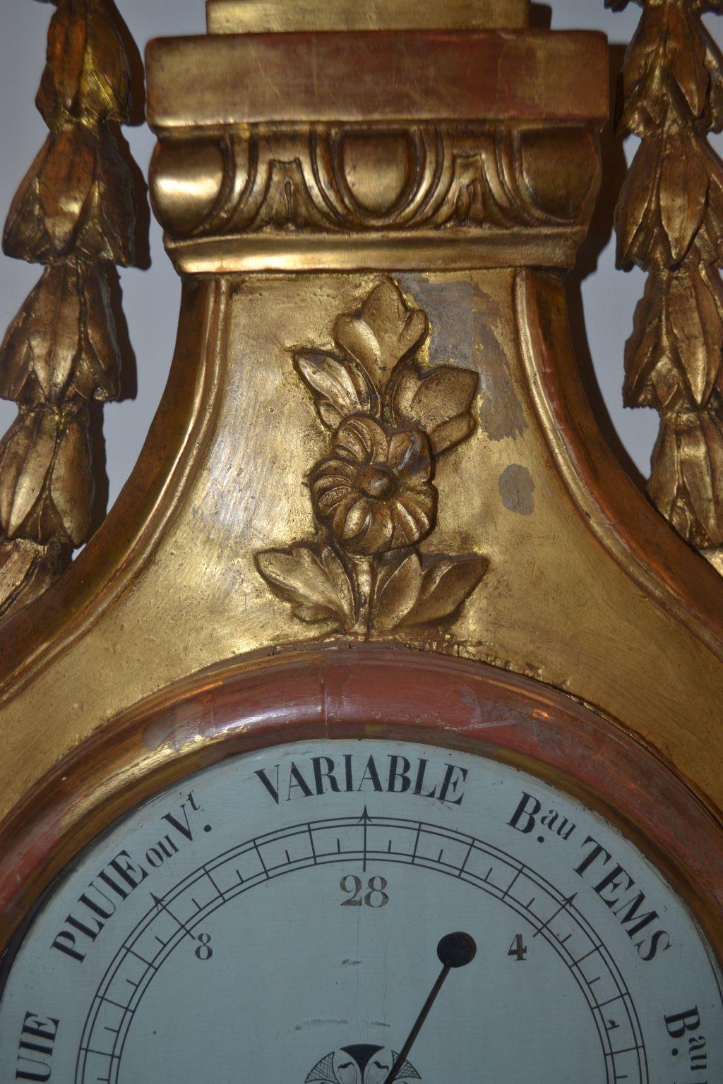 Louis XVI Period Gilt Wood Barometer In Good Condition For Sale In Vista, CA