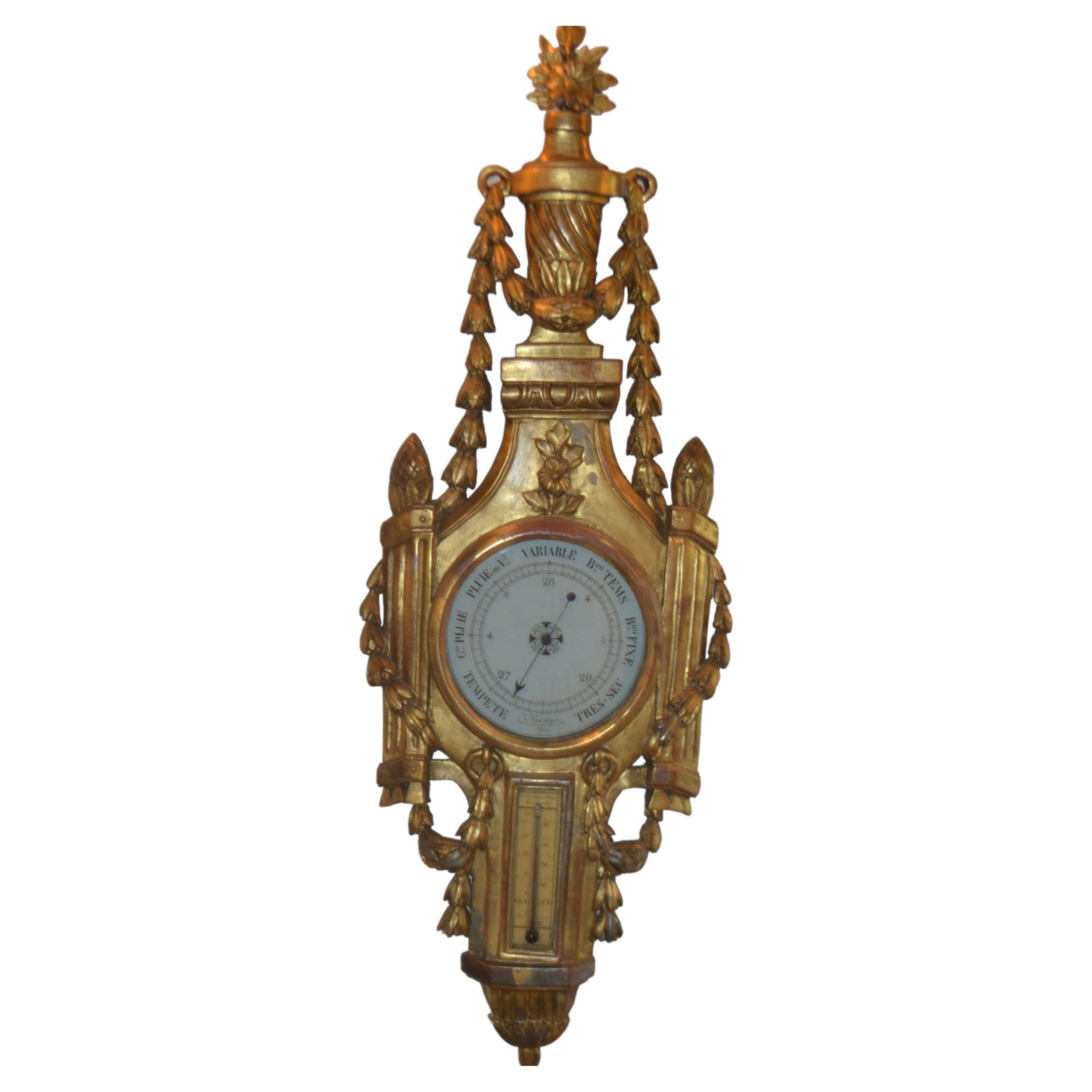 Louis XVI Period Gilt Wood Barometer For Sale