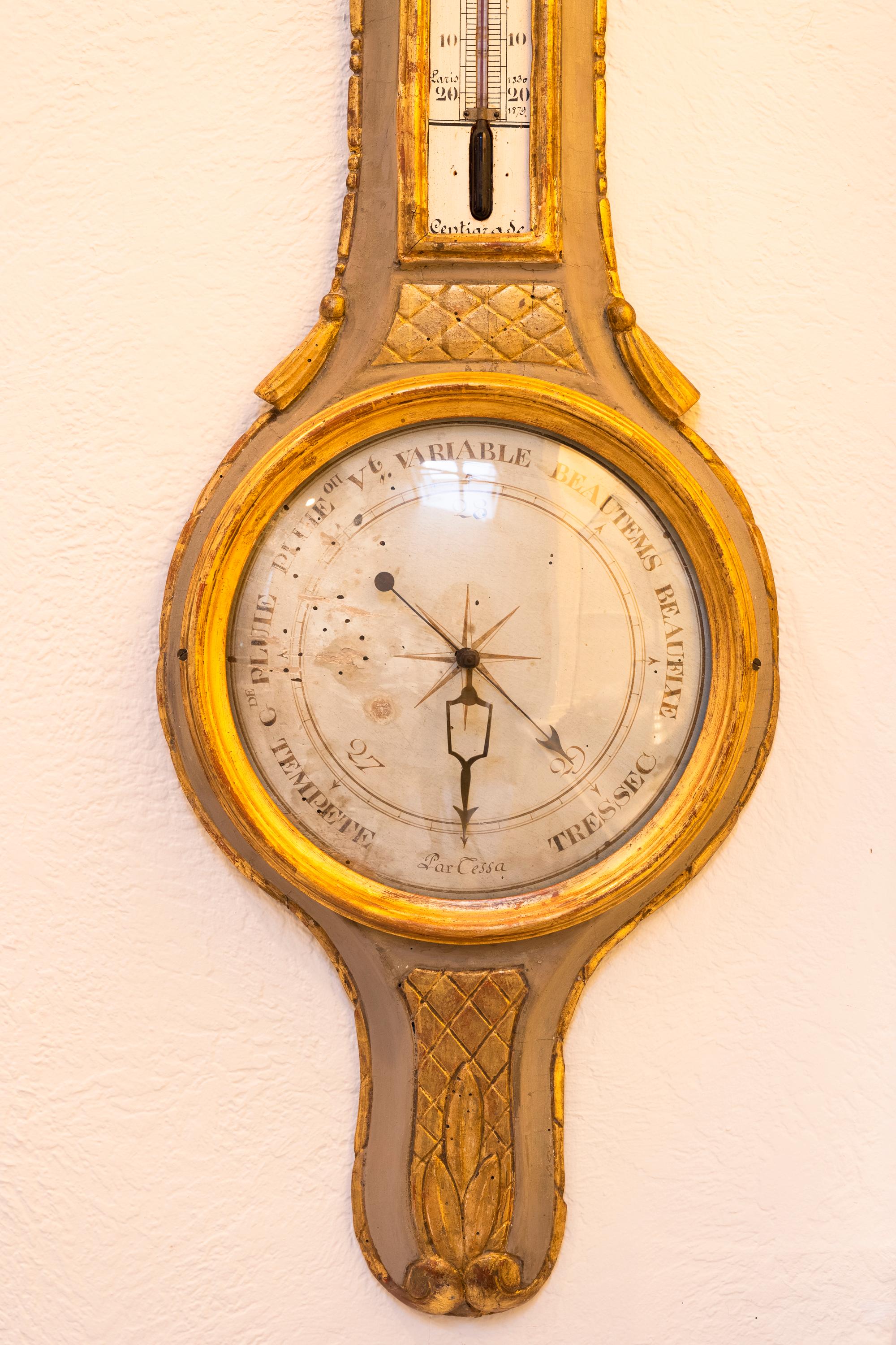 French Louis XVI Period Giltwood Barometer For Sale