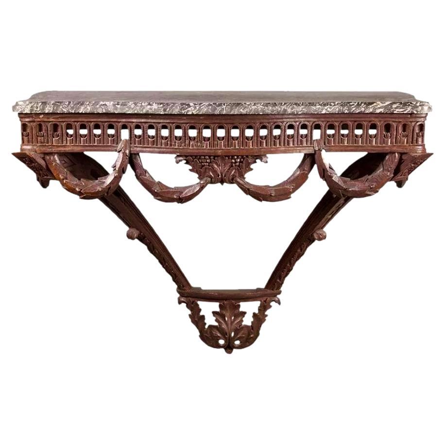 Louis XVI Period Marble Topped French Neoclassical Console Table, 18th Century For Sale
