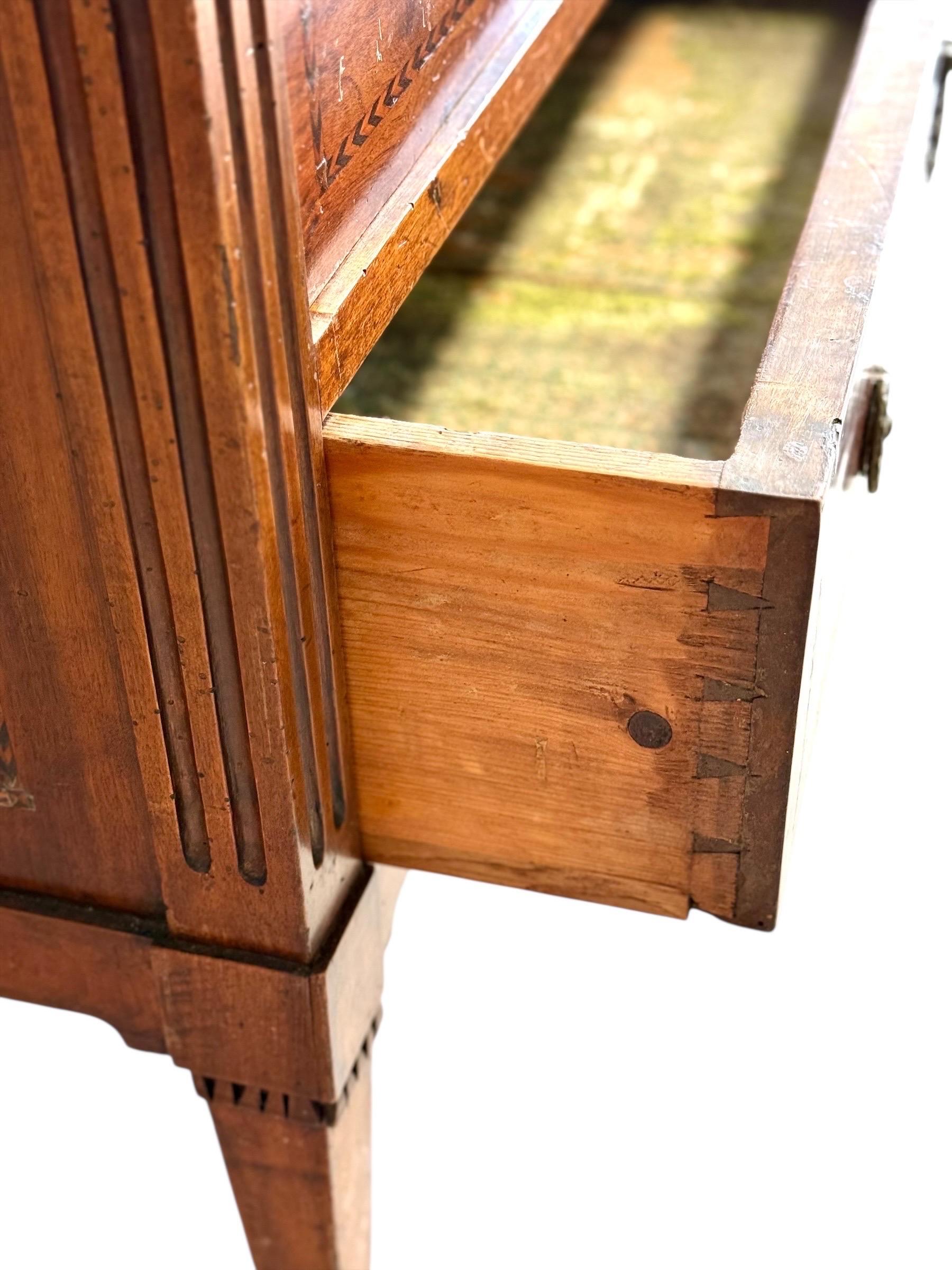 Louis XVI Period Marquetry Inlaid Cherrywood Commode, Late 18th Century For Sale 8