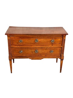 Louis XVI Period Marquetry Inlaid Cherrywood Commode, Late 18th Century