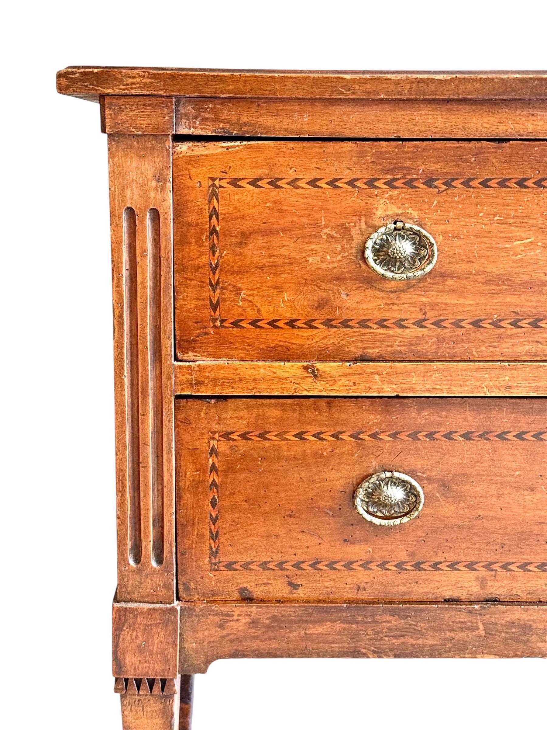 Louis XVI Period Marquetry Inlaid Cherrywood Commode, Late 18th Century For Sale 13