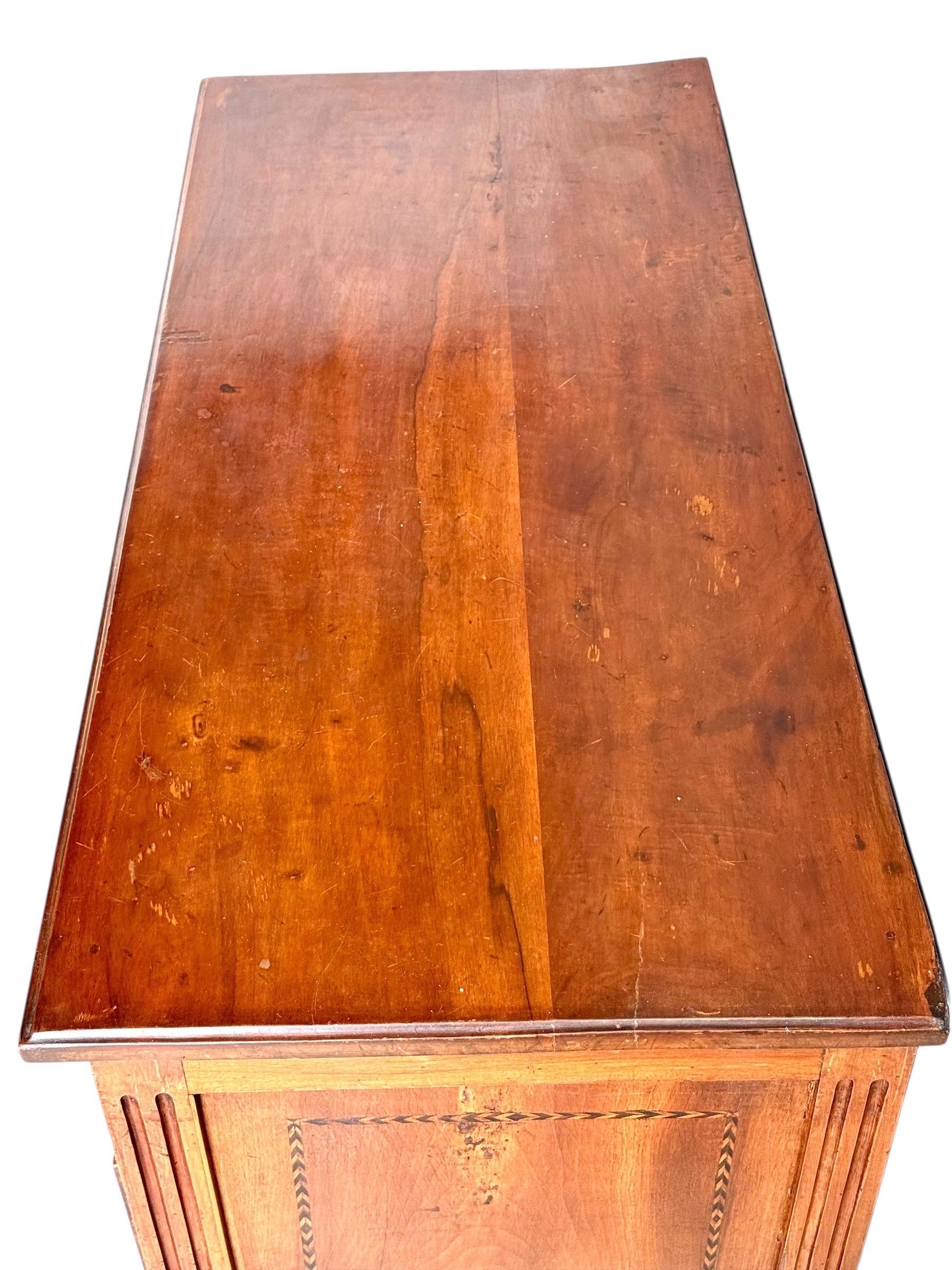 Gilt Louis XVI Period Marquetry Inlaid Cherrywood Commode, Late 18th Century For Sale