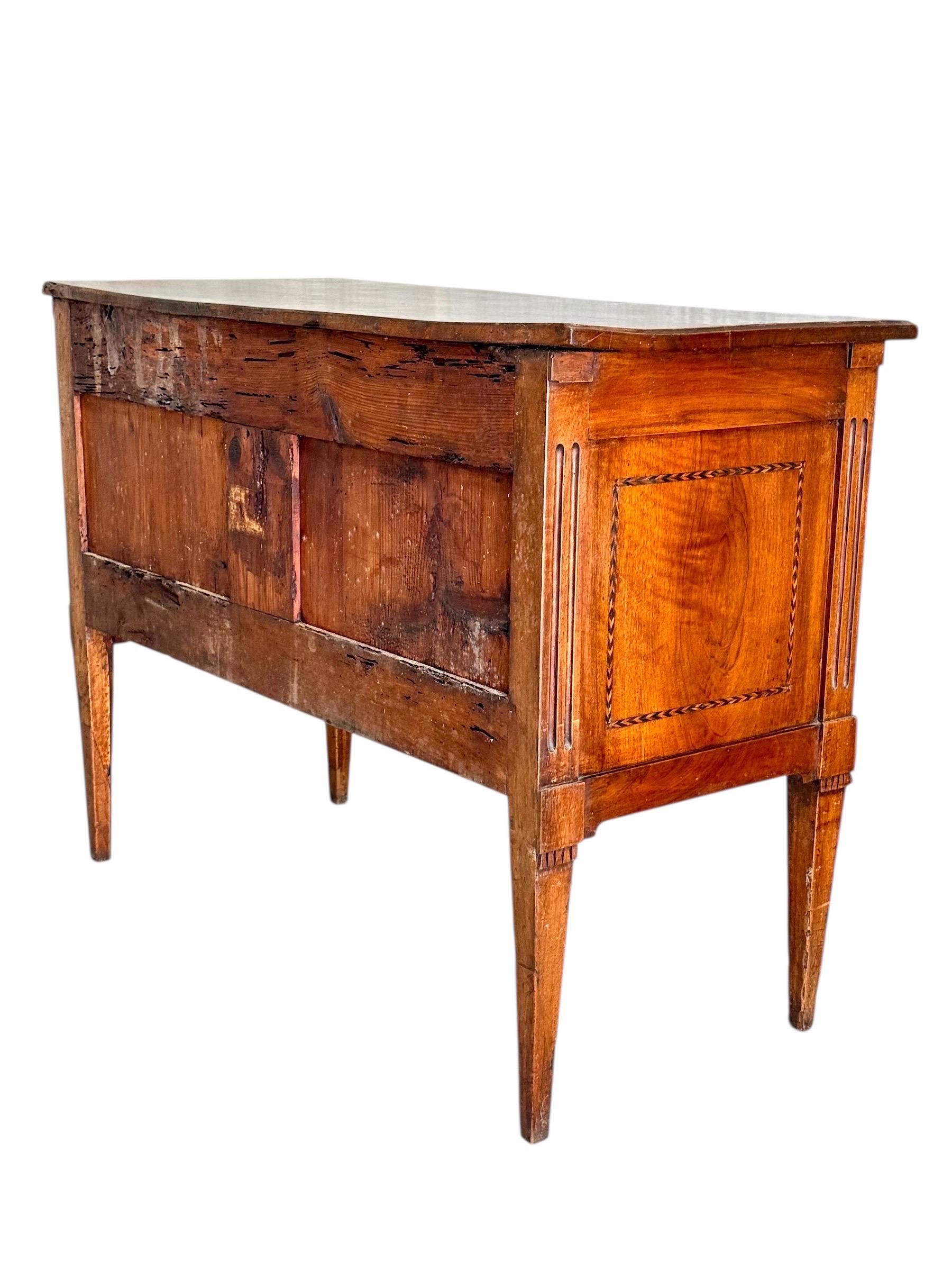 Bronze Louis XVI Period Marquetry Inlaid Cherrywood Commode, Late 18th Century For Sale