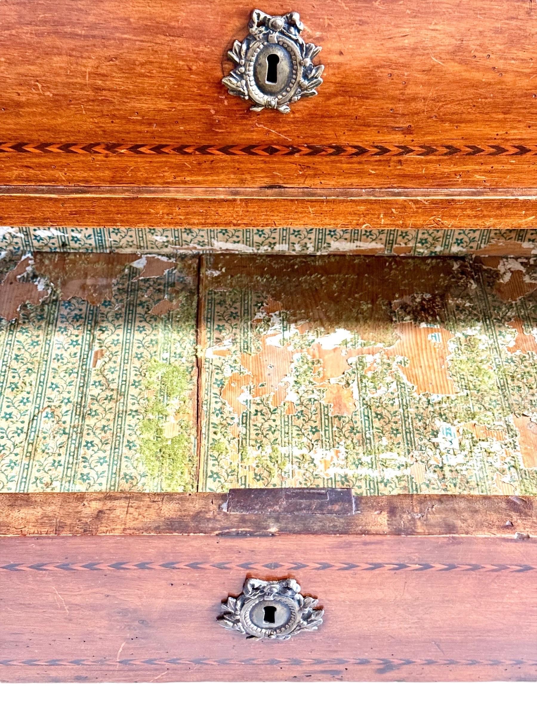 Louis XVI Period Marquetry Inlaid Cherrywood Commode, Late 18th Century For Sale 1