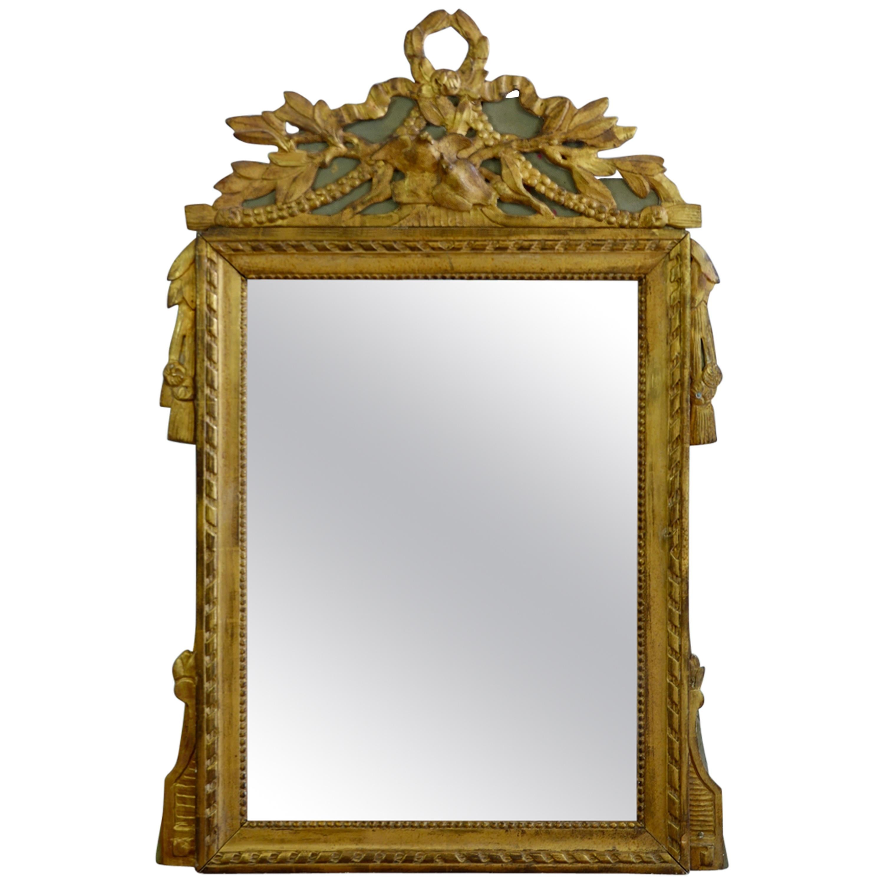 Louis XVI Period Marriage Trumeau Mirror with Birds For Sale