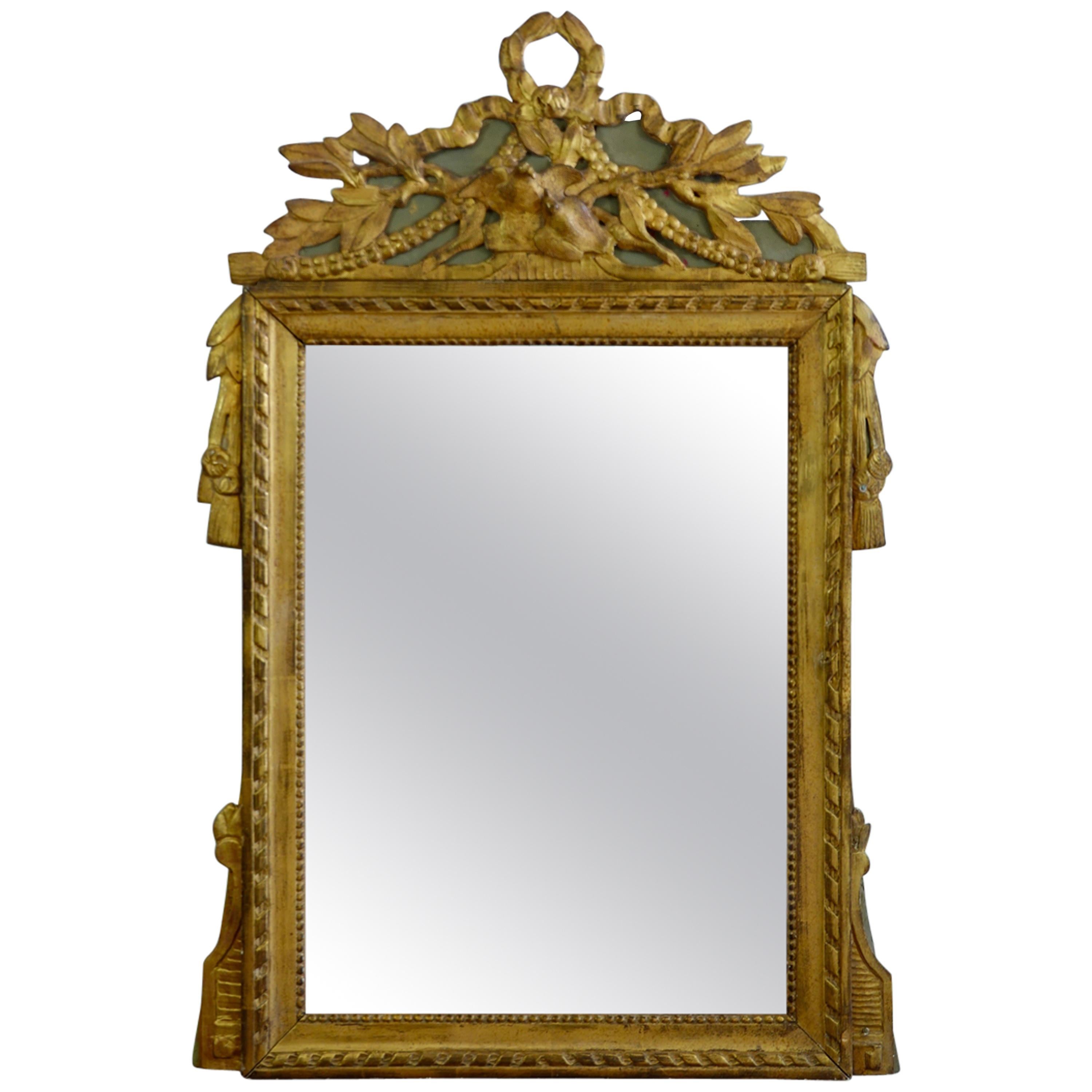 Louis XVI Period Marriage Trumeau Mirror with Birds