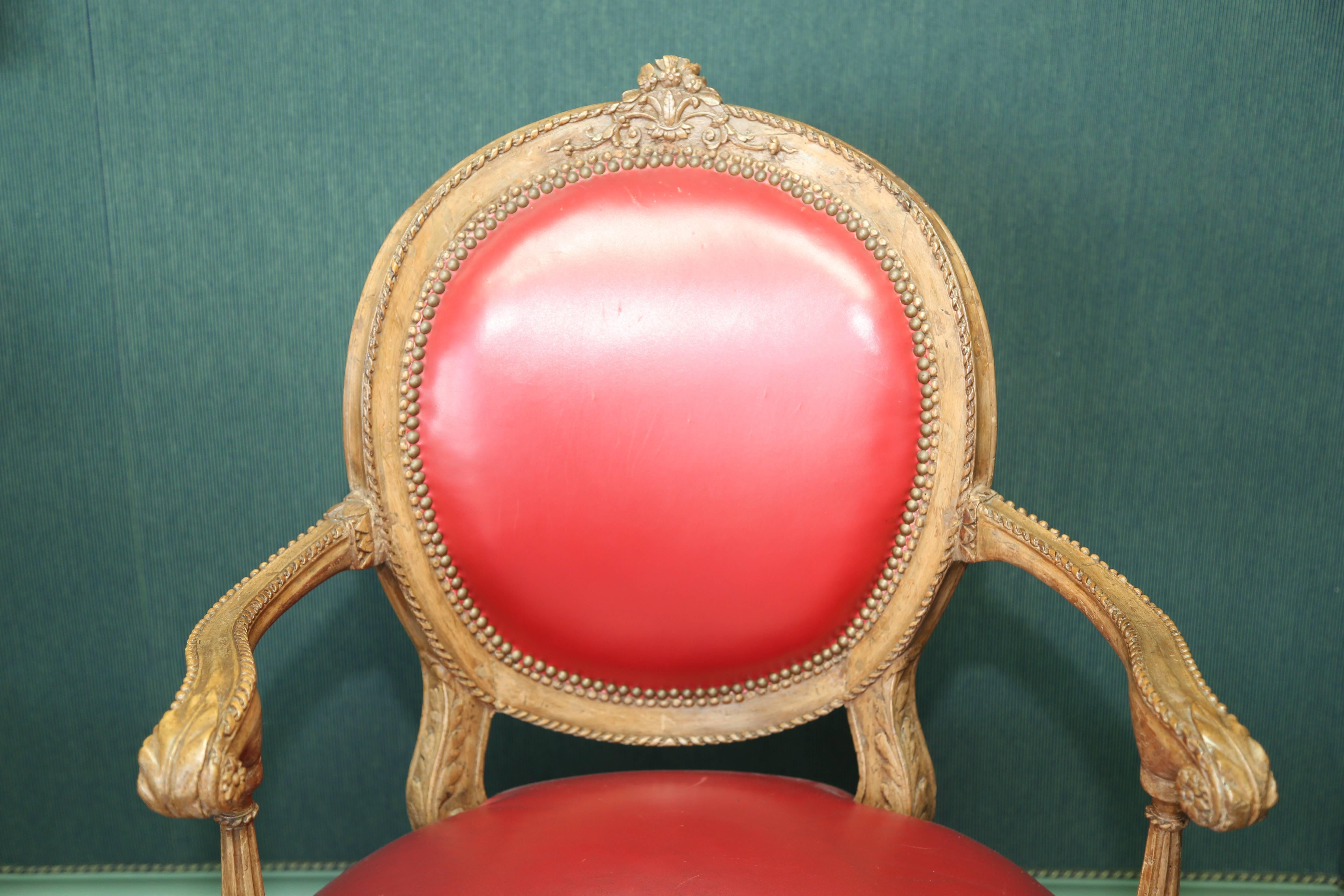French Louis XVI Period Oval Back Armchair For Sale