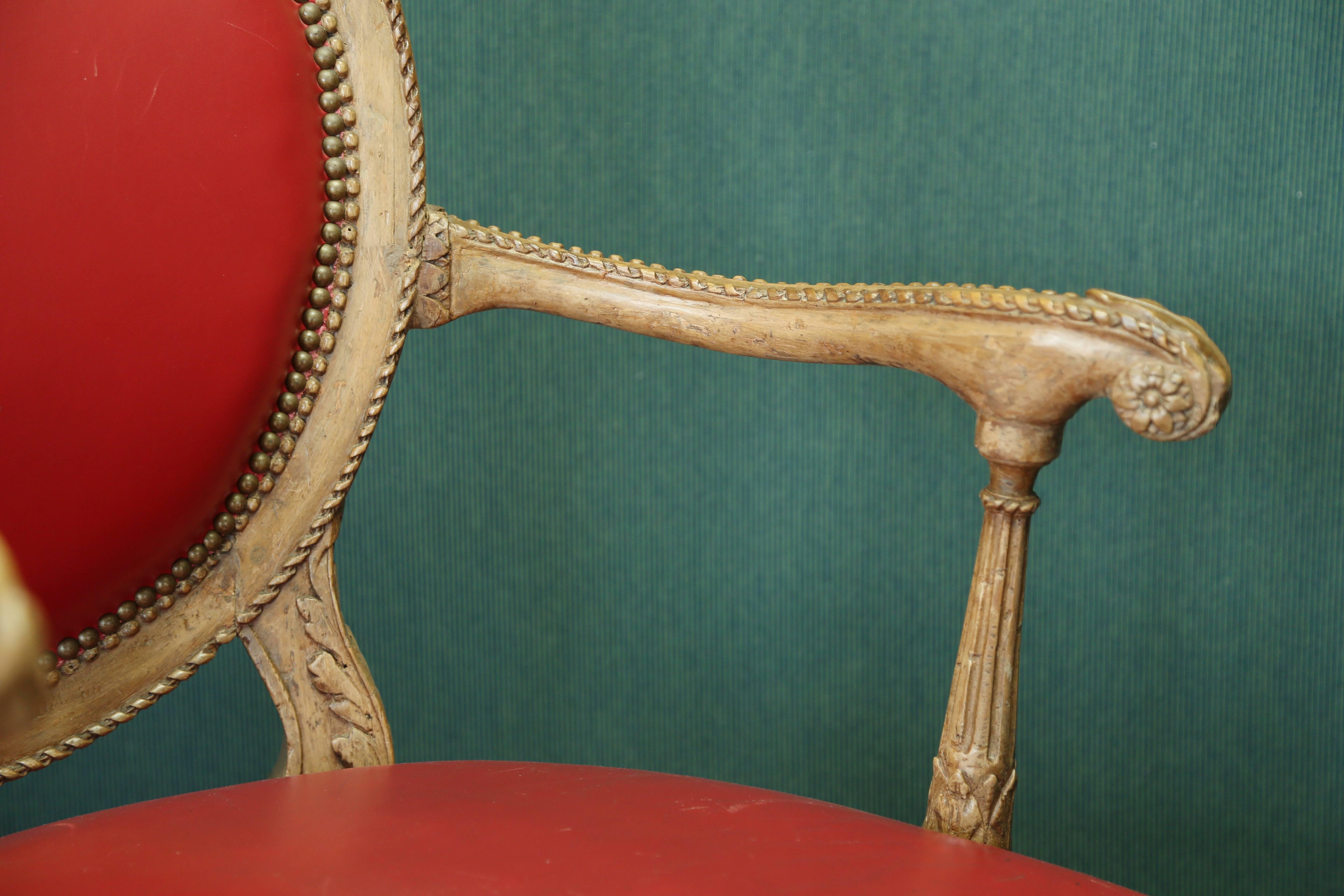 French Louis XVI Period Oval Back Armchair For Sale
