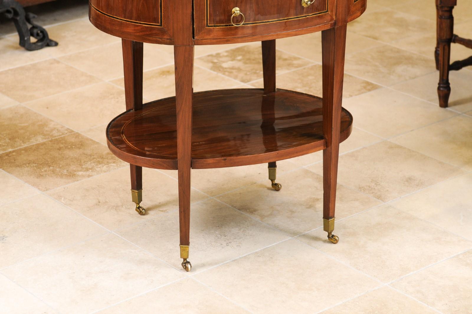 Louis XVI Period Oval Chiffoniere in Fruitwood & Boxwood with Red Marble Top For Sale 7