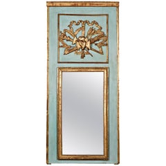 Louis XVI Period Painted and Parcel-Gilt Marriage Trumeau Mirror