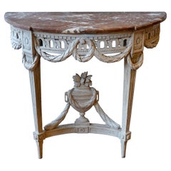 Antique Louis XVI Period Painted Console Table with Variegated Marble Top