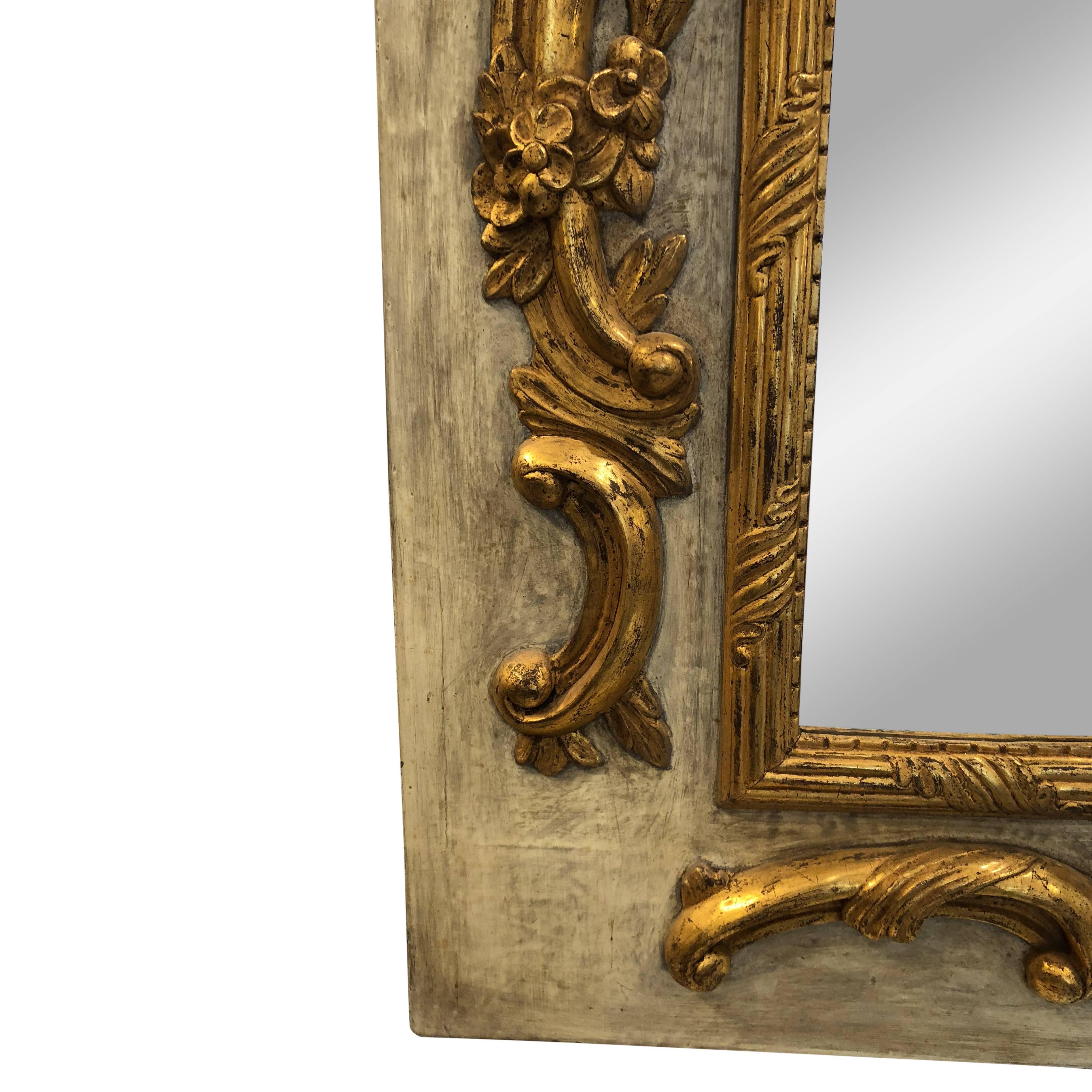 French Louis XVI Period Rectangular Carved and Gilded Wood Mirror For Sale