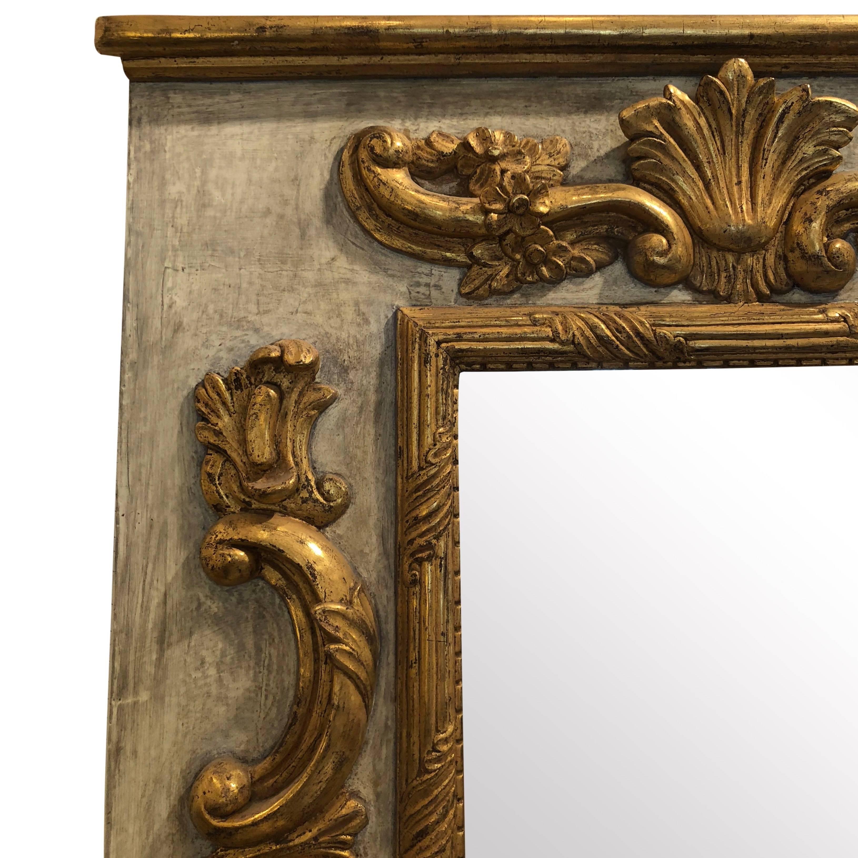 Gilt Louis XVI Period Rectangular Carved and Gilded Wood Mirror For Sale