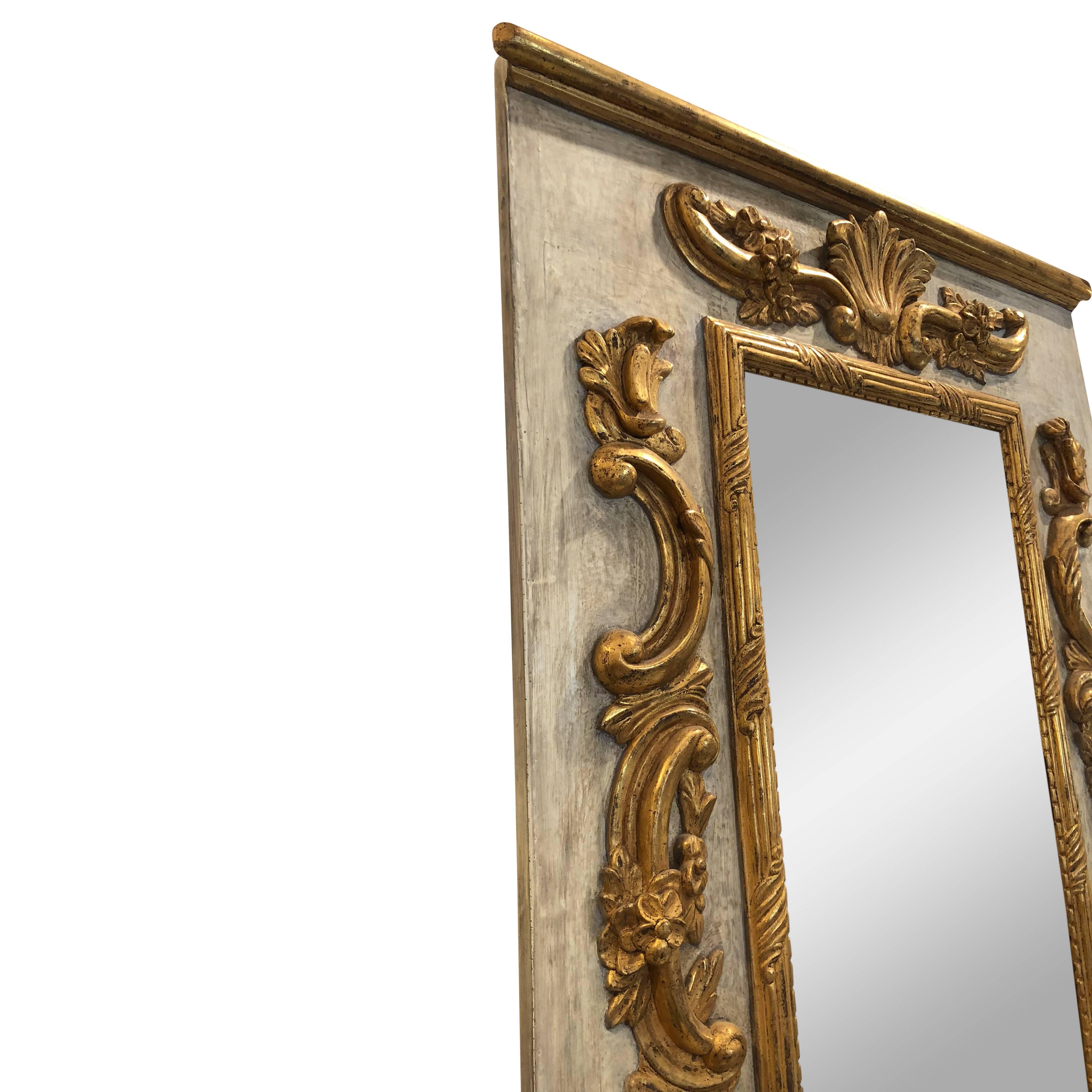 18th Century and Earlier Louis XVI Period Rectangular Carved and Gilded Wood Mirror For Sale