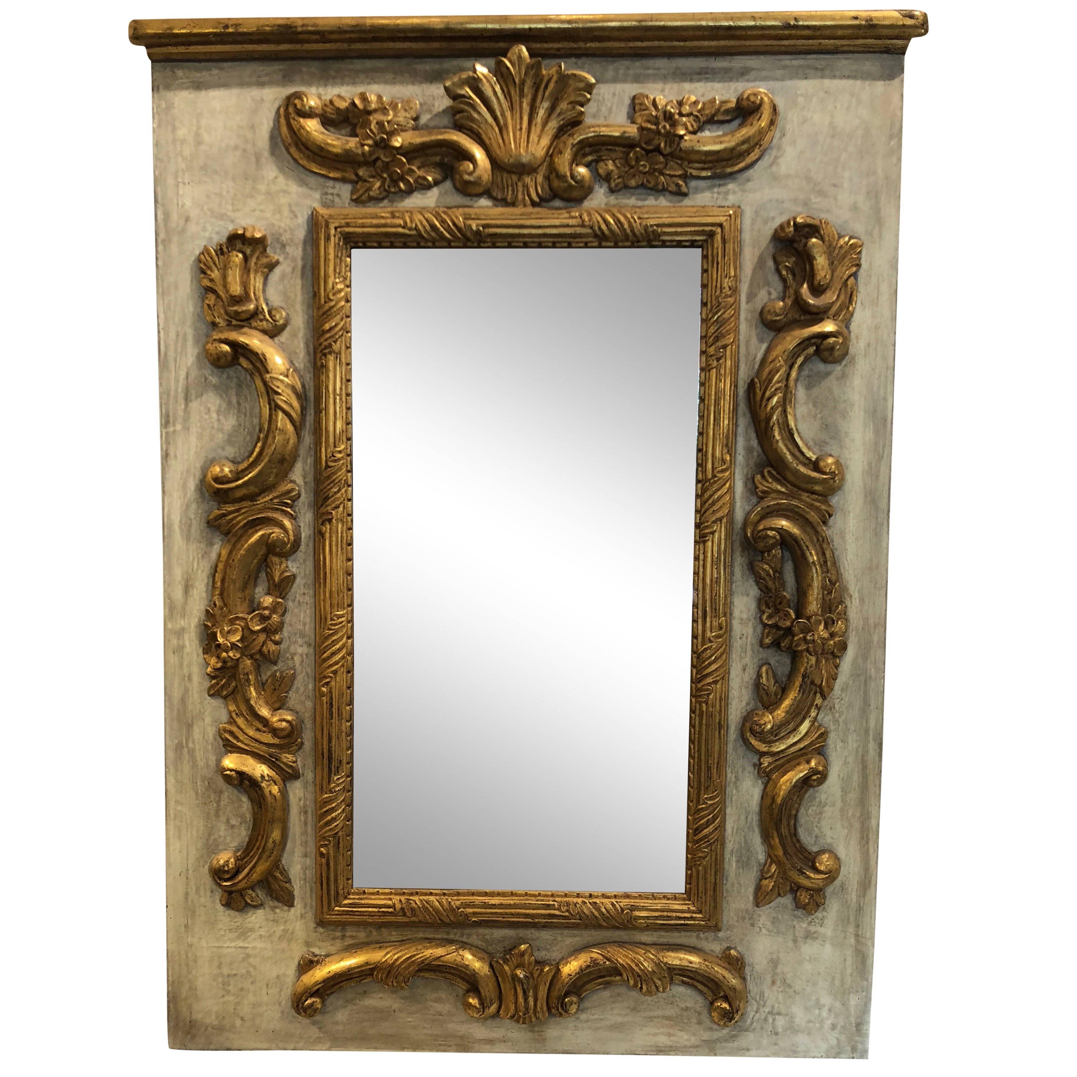 Louis XVI Period Rectangular Carved and Gilded Wood Mirror For Sale
