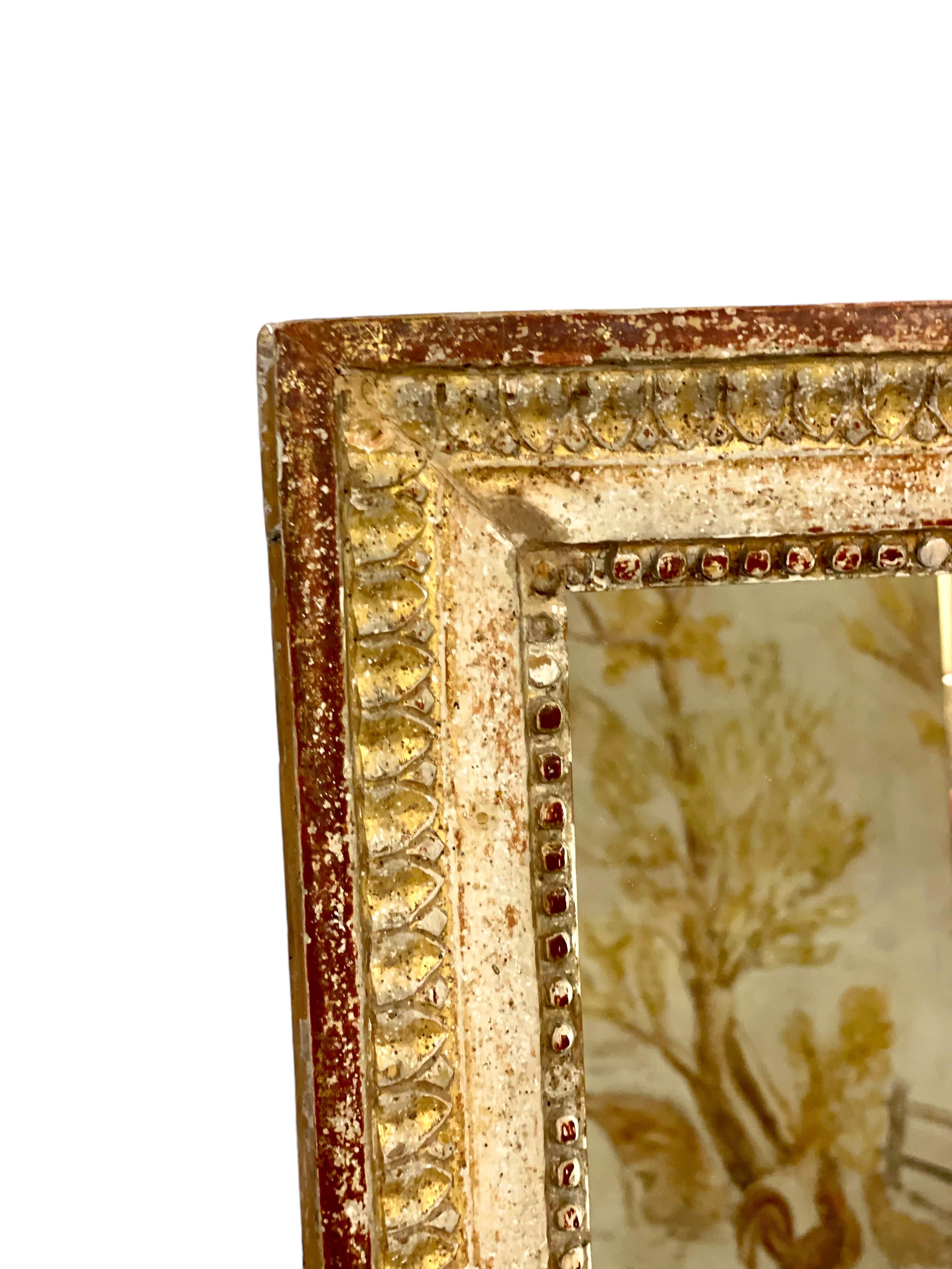 French Louis XVI Period Rectangular Giltwood Mirror For Sale
