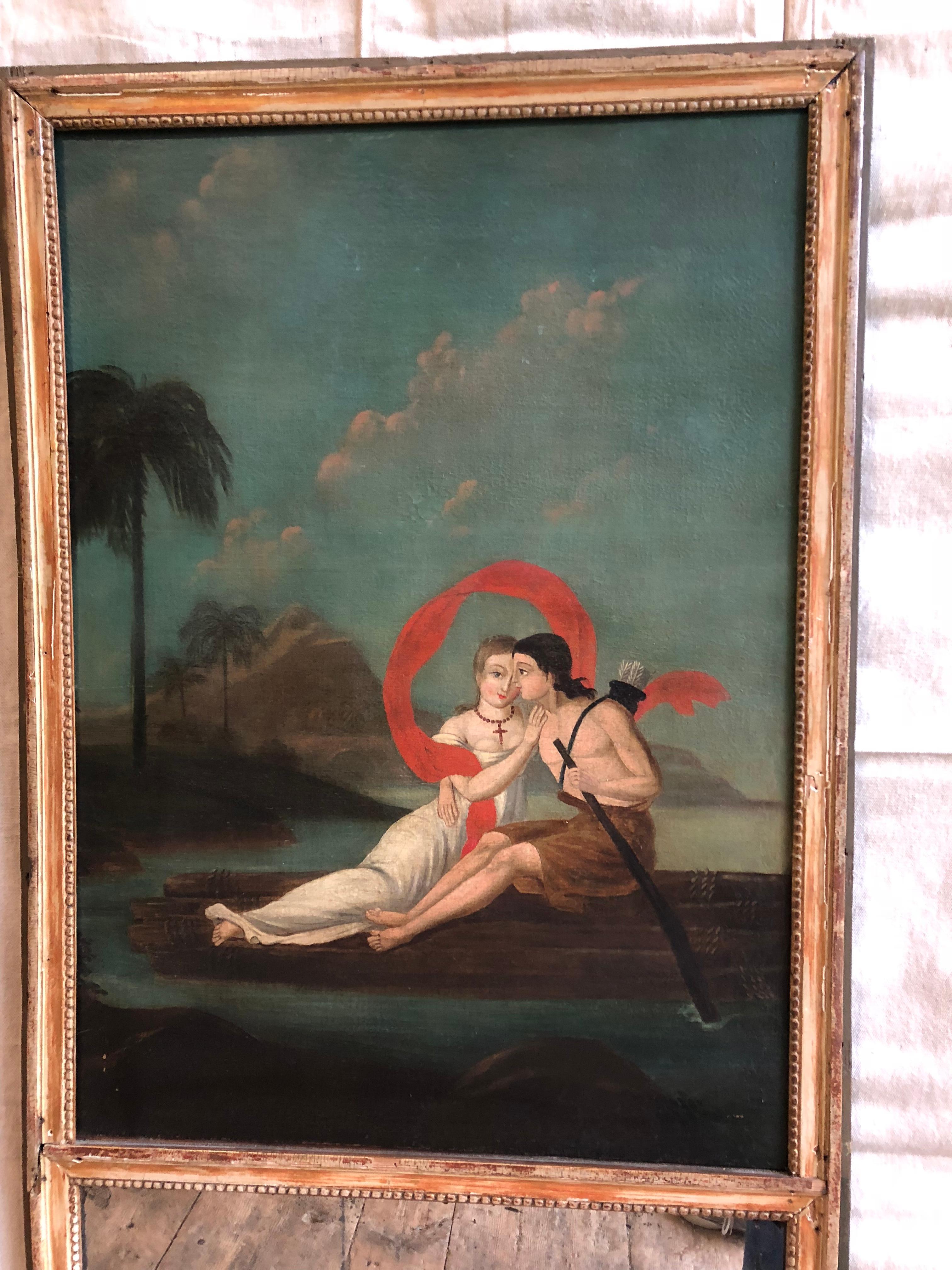 Paint Louis XVI Period Trumeau, Christian and Native