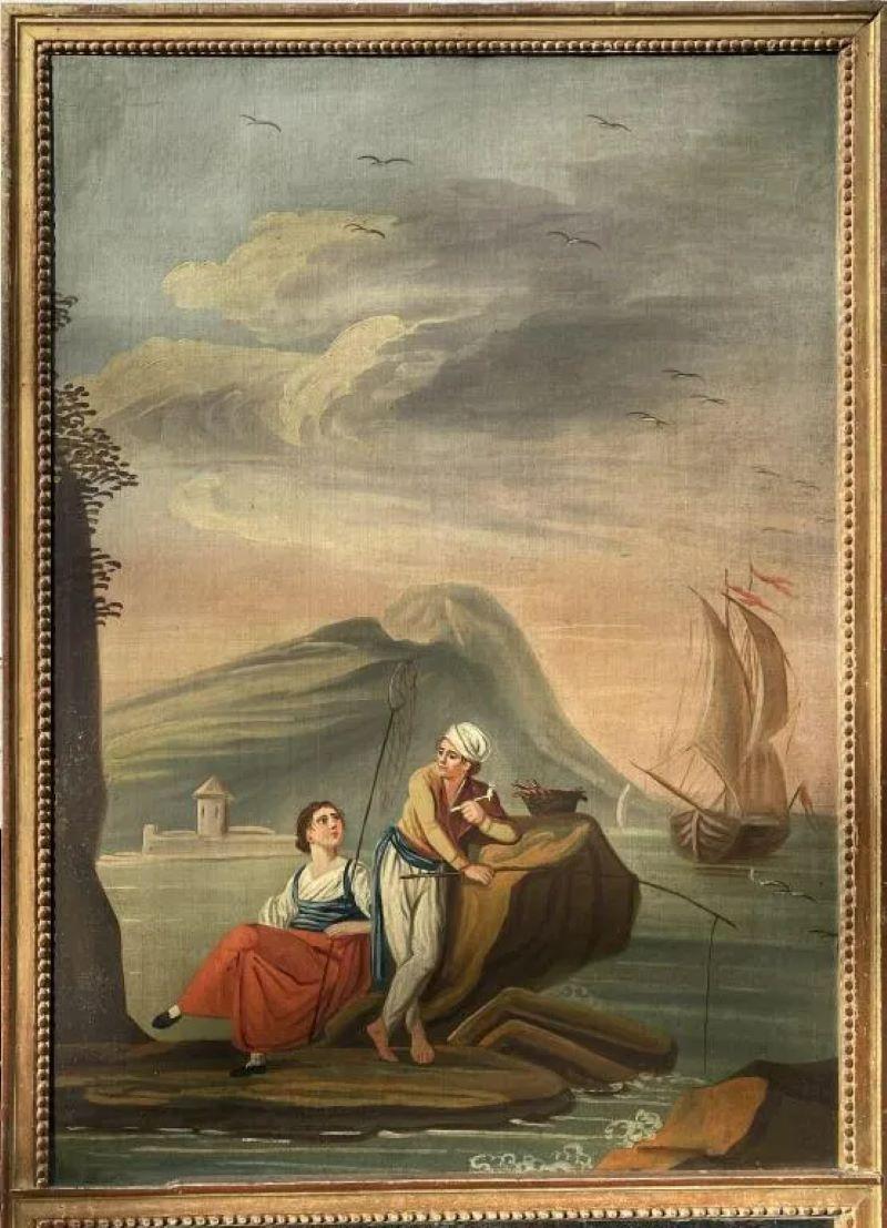 Français Trumeau d'époque Louis XVI, scène de front de mer en vente