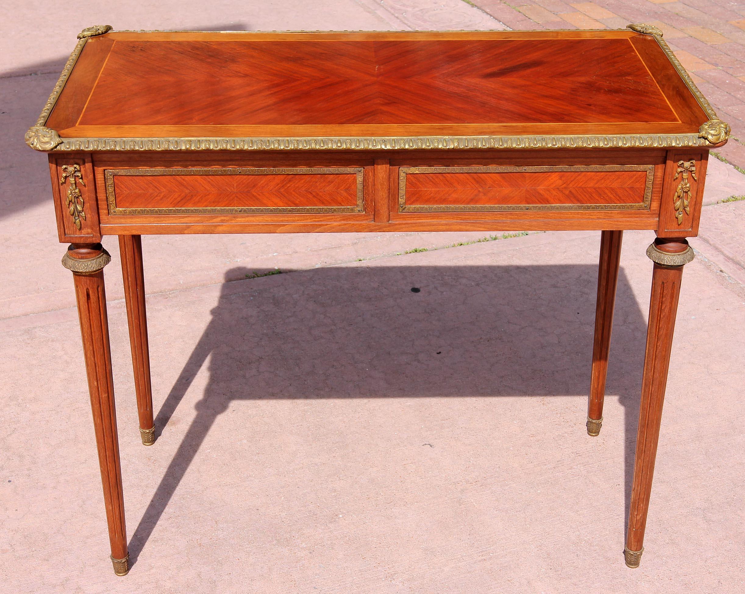 Brass Louis XVI Petite Desk or Console Table
